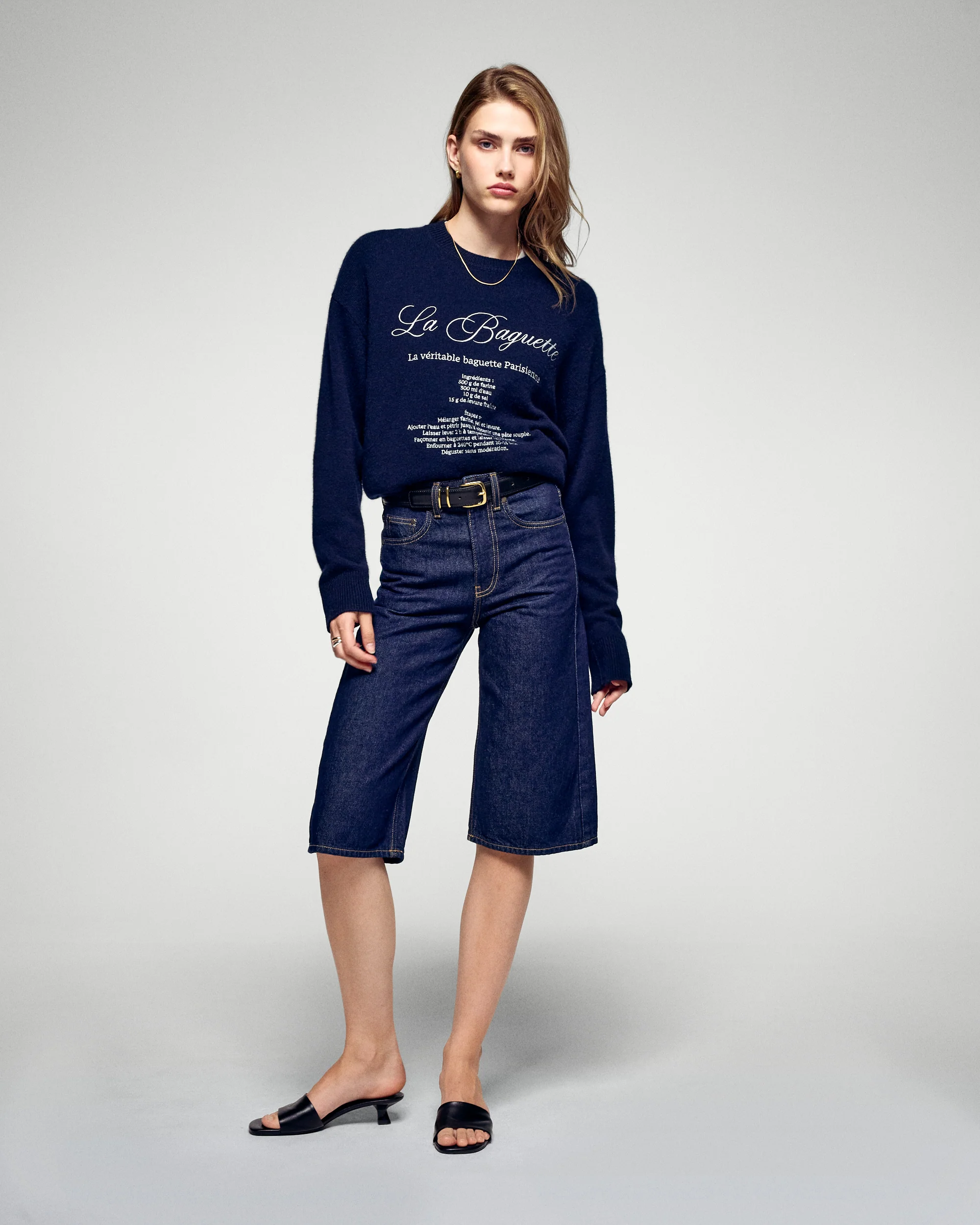 Crewneck Sweater La Baguette (H25 / WOMEN / Navy) - Image 5