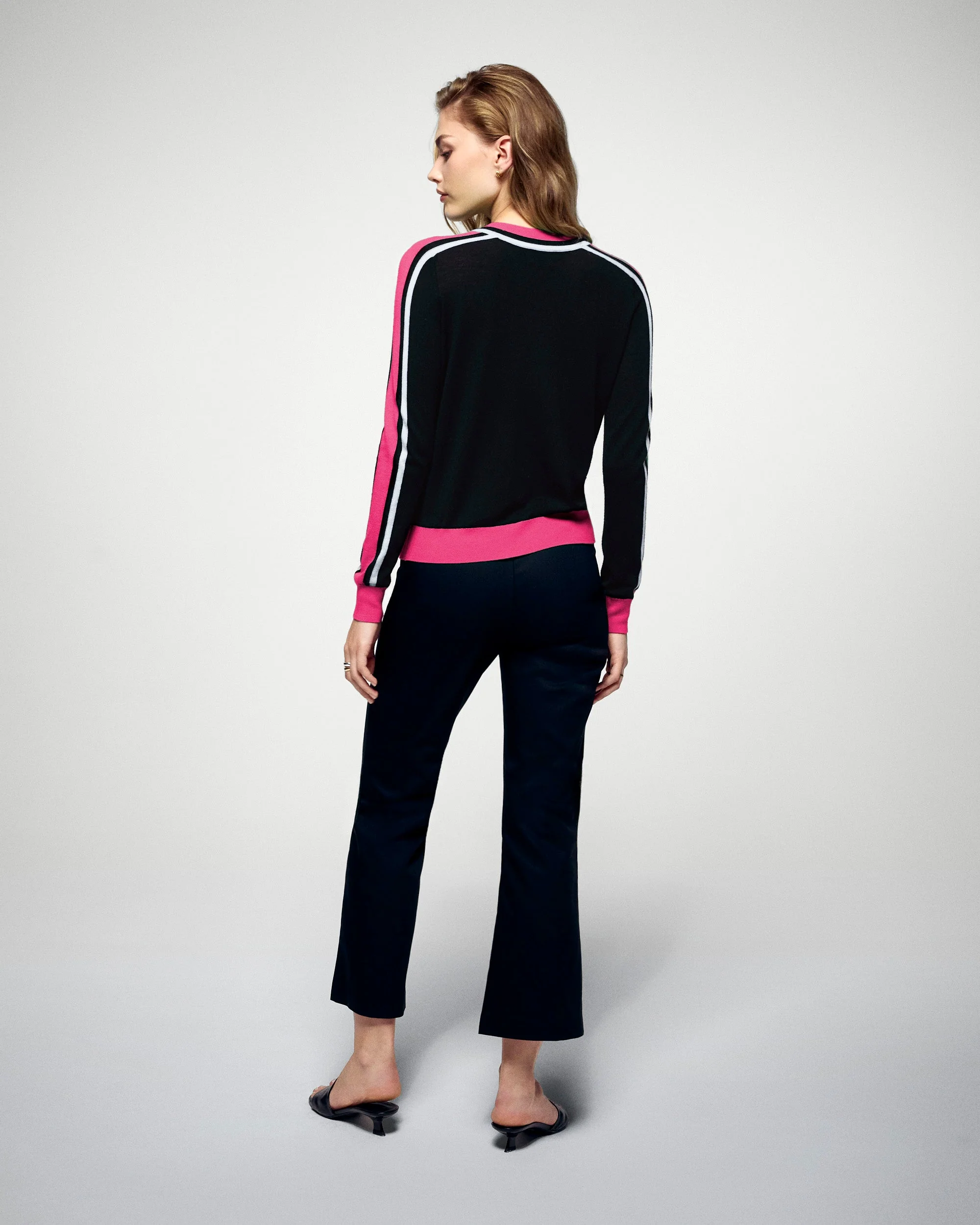 Crewneck Sweater Two-Tone Stripes (H25 / FEMME / Black / RWS) - Image 4
