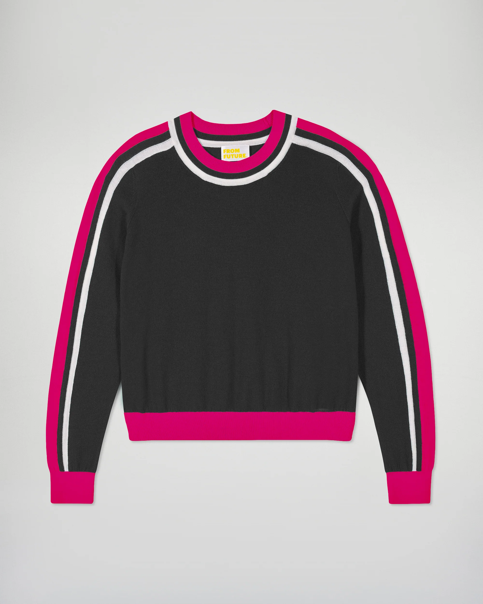 Crewneck Sweater Two-Tone Stripes (H25 / FEMME / Black / RWS) - Image 5