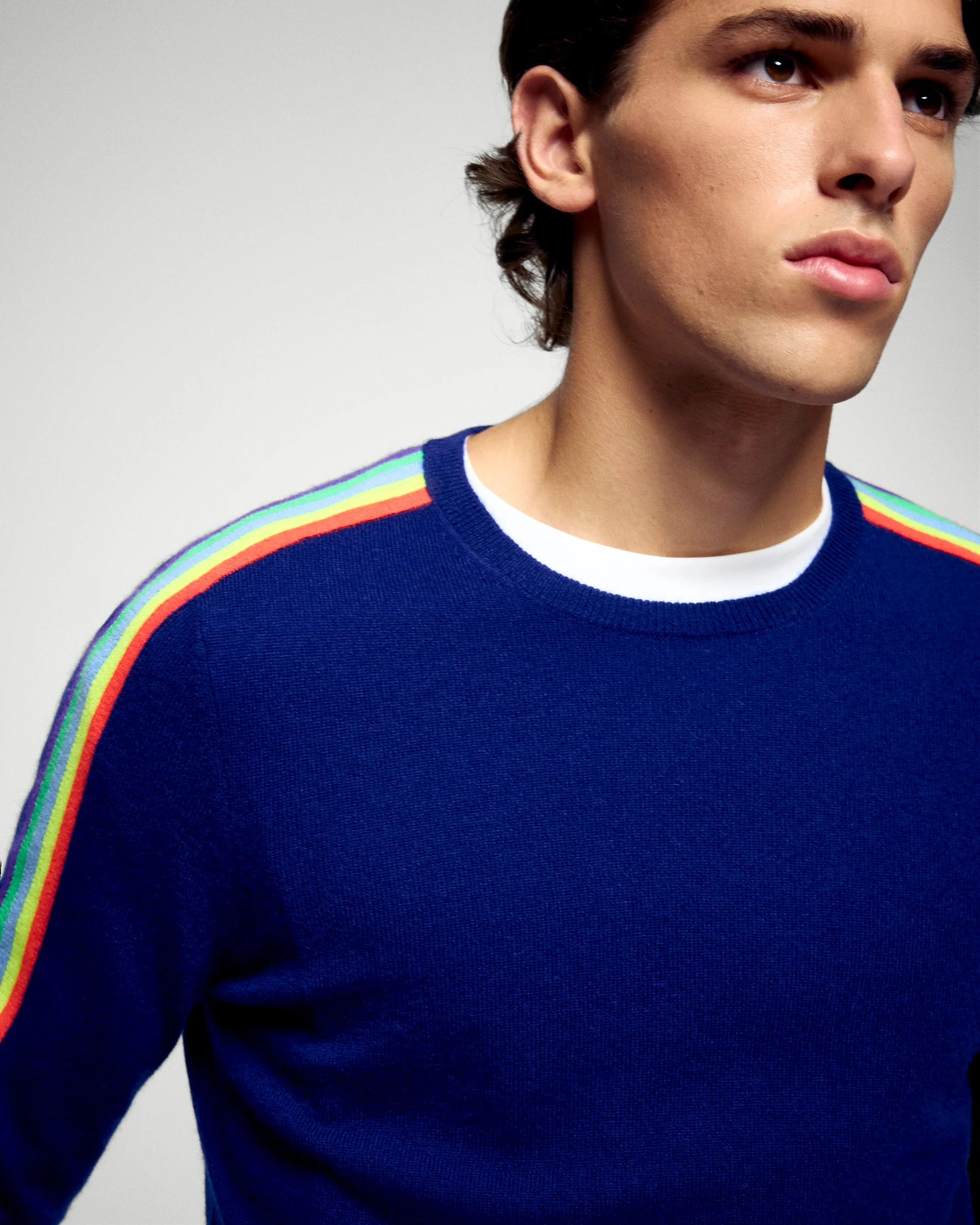 Multicolor Striped Crew-Neck Sweater (H25 / HOMME / Crown Blue) - Image 2