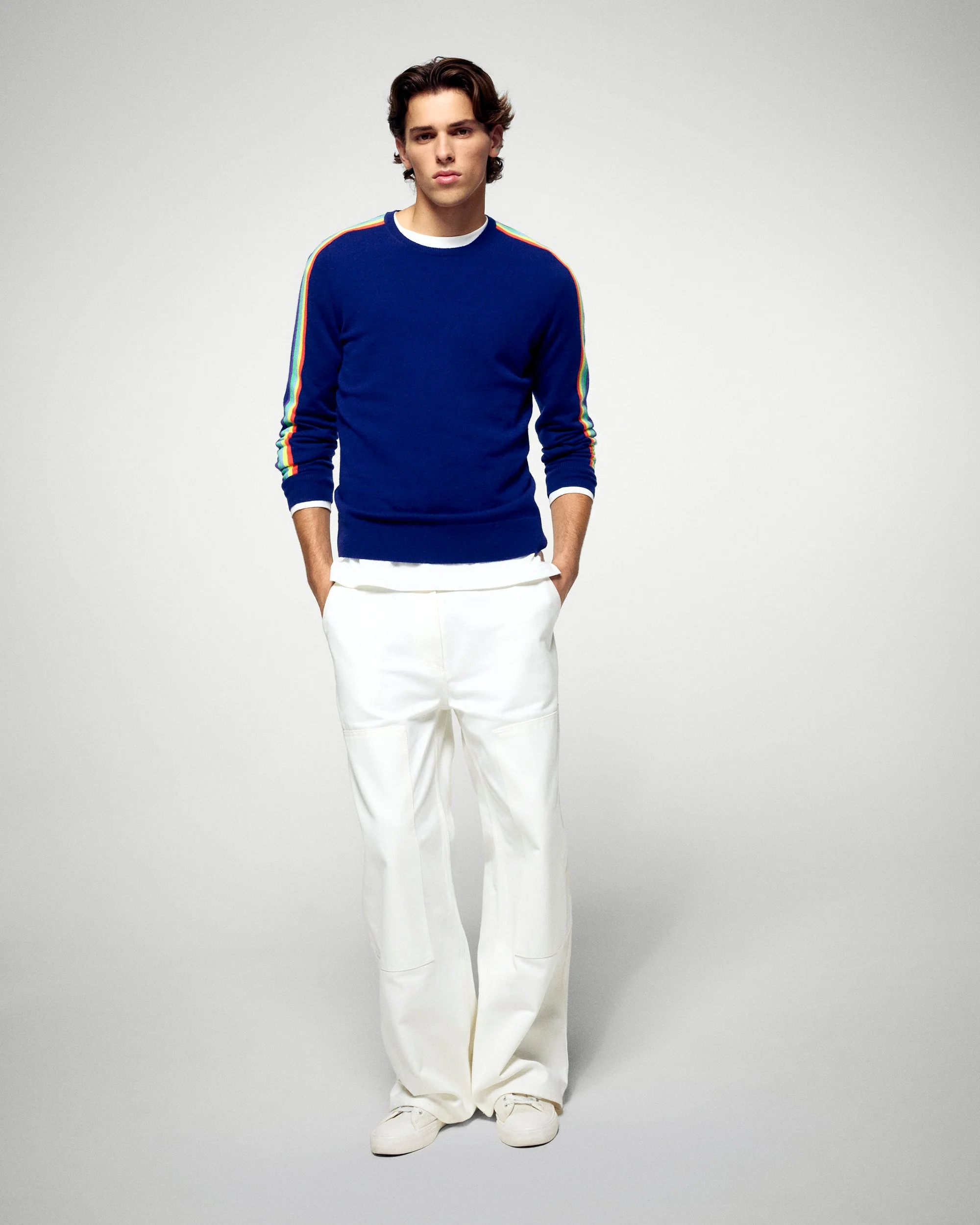 Multicolor Striped Crew-Neck Sweater (H25 / HOMME / Crown Blue) - Image 3