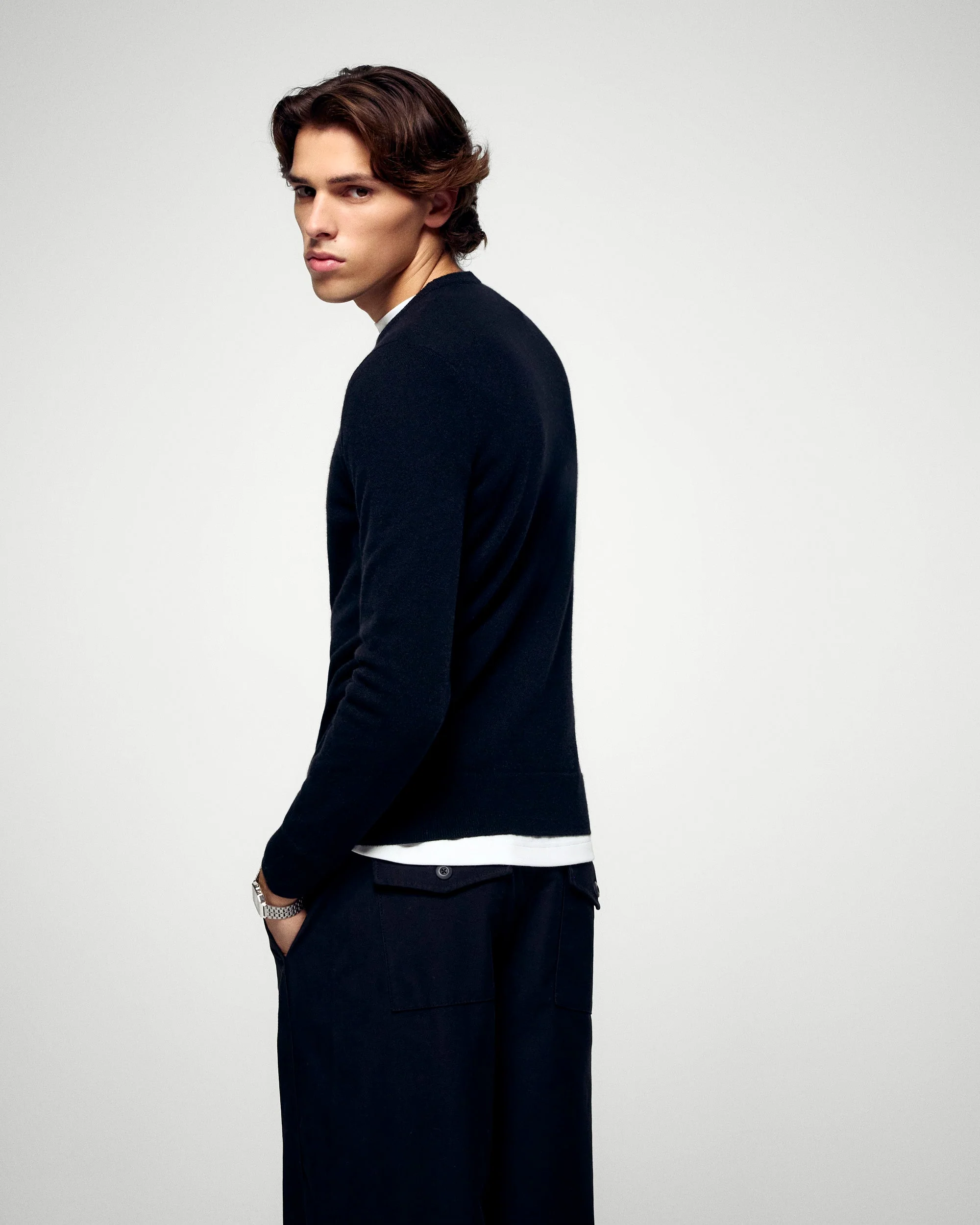 Basic Crewneck Sweater (H25 / HOMME / Black) - Image 3