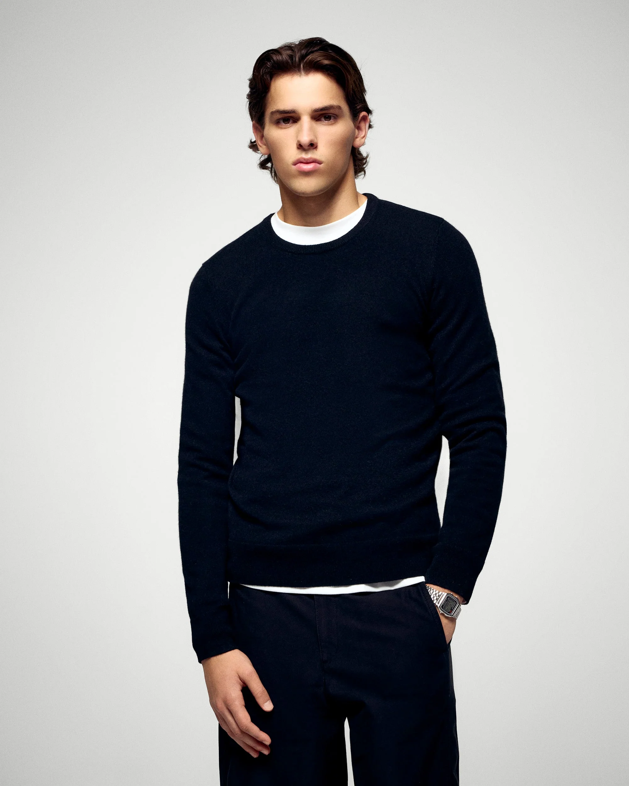 Basic Crewneck Sweater (H25 / HOMME / Black) - Image 6