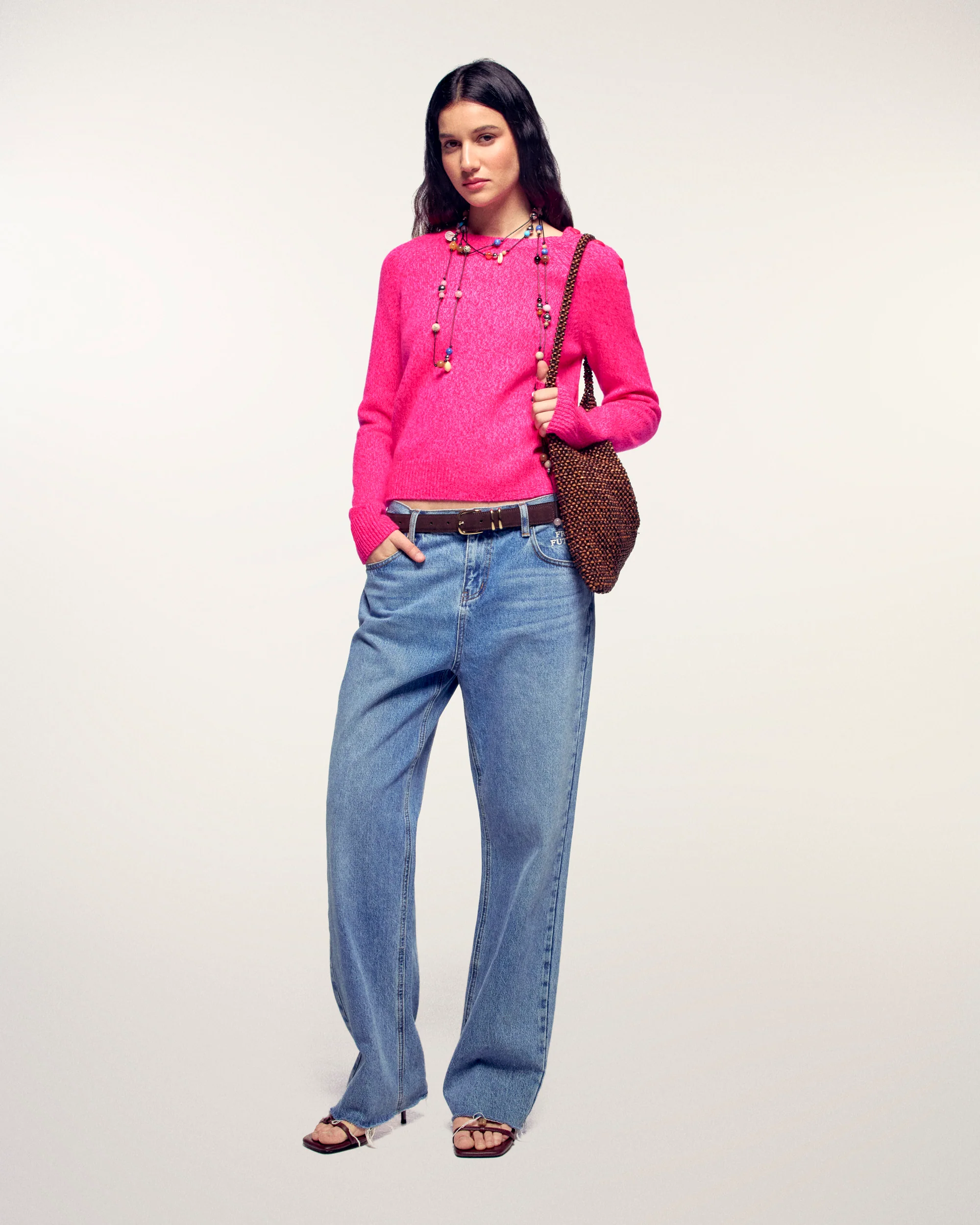 Heart Button Crewneck Sweater (S26 / FEMME / Berry Mouline) - Image 3