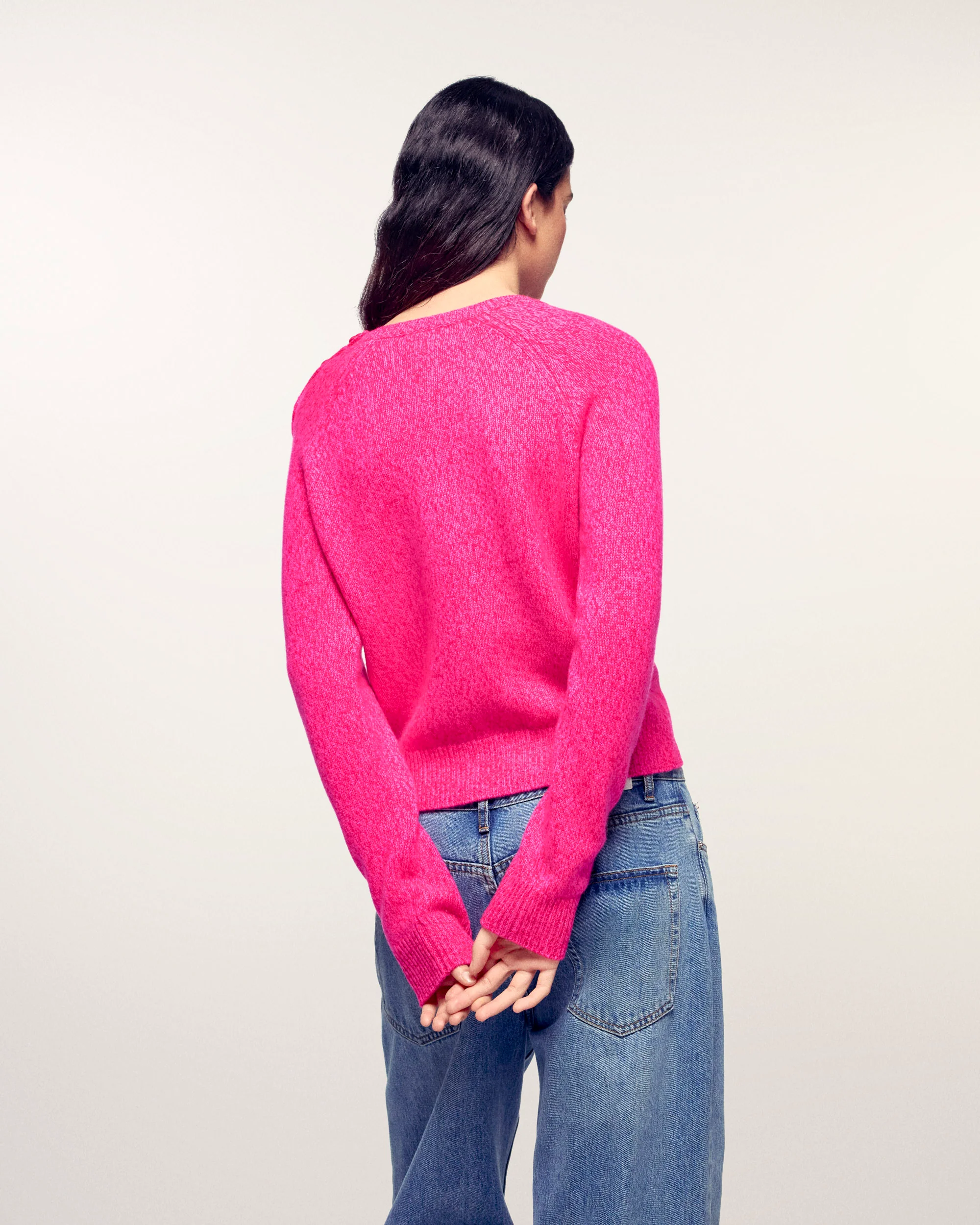 Heart Button Crewneck Sweater (S26 / FEMME / Berry Mouline) - Image 4