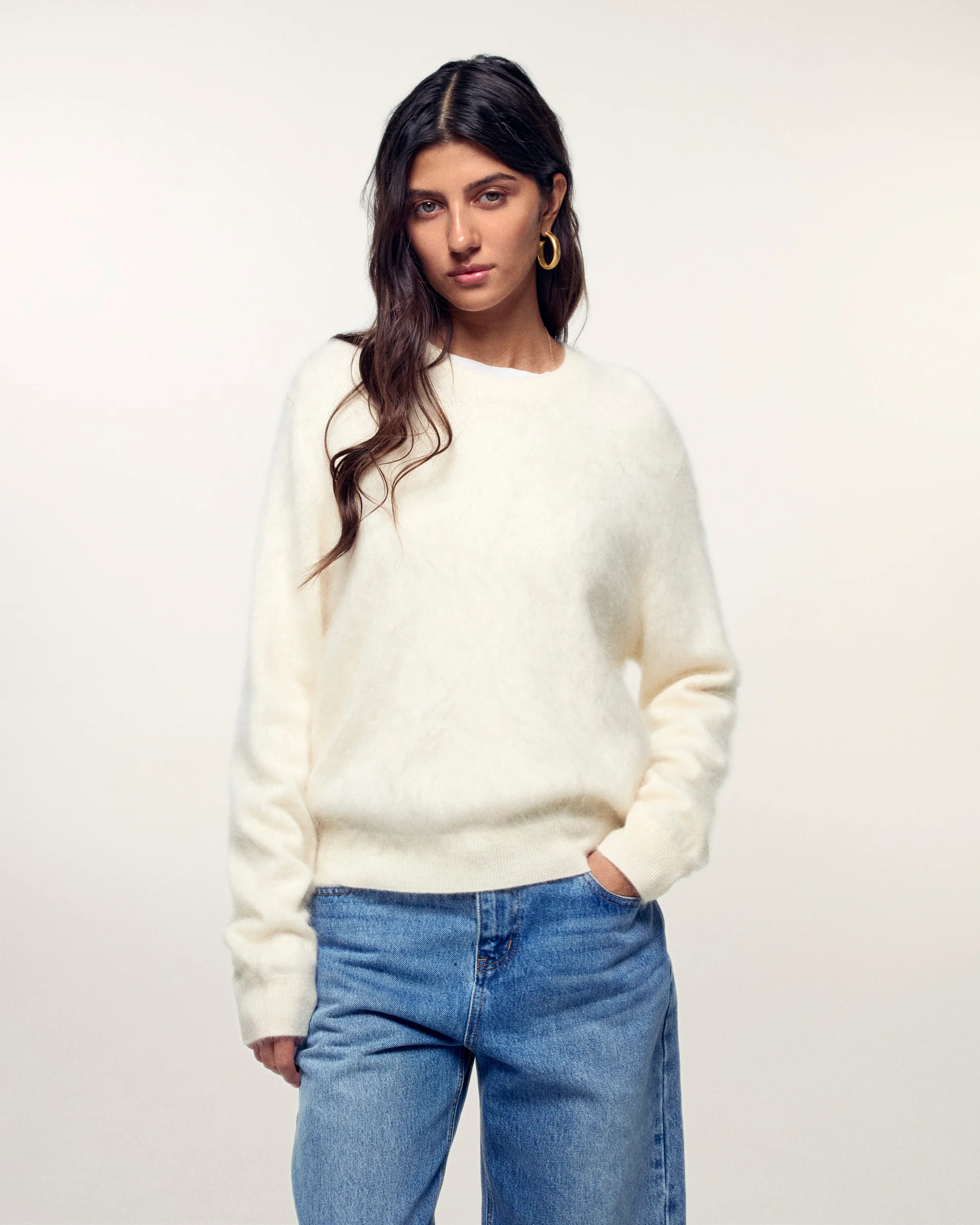Brushed Cashmere Crewneck Sweater (S26 / FEMME / Ecru) - Image 2