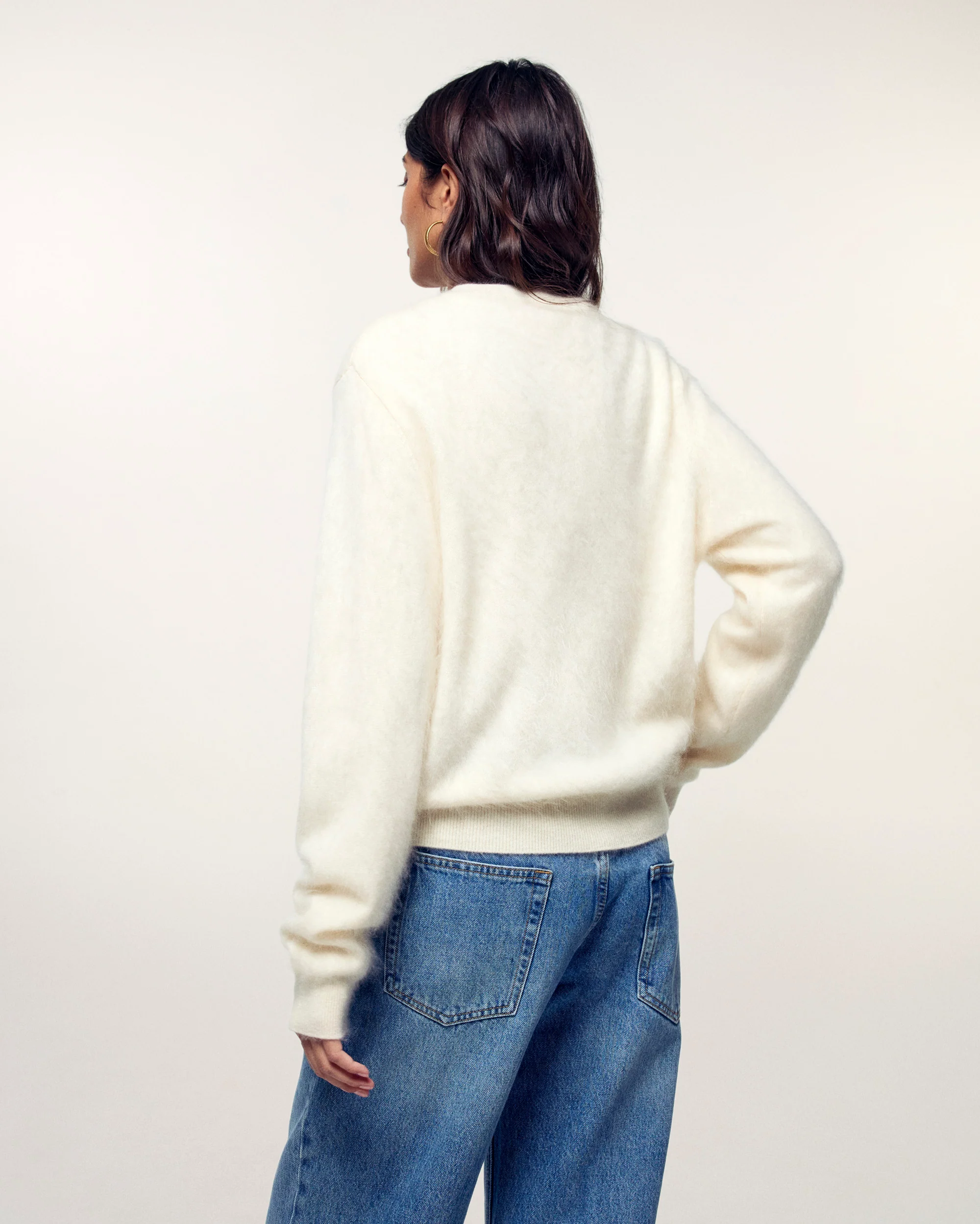 Brushed Cashmere Crewneck Sweater (S26 / FEMME / Ecru) - Image 3