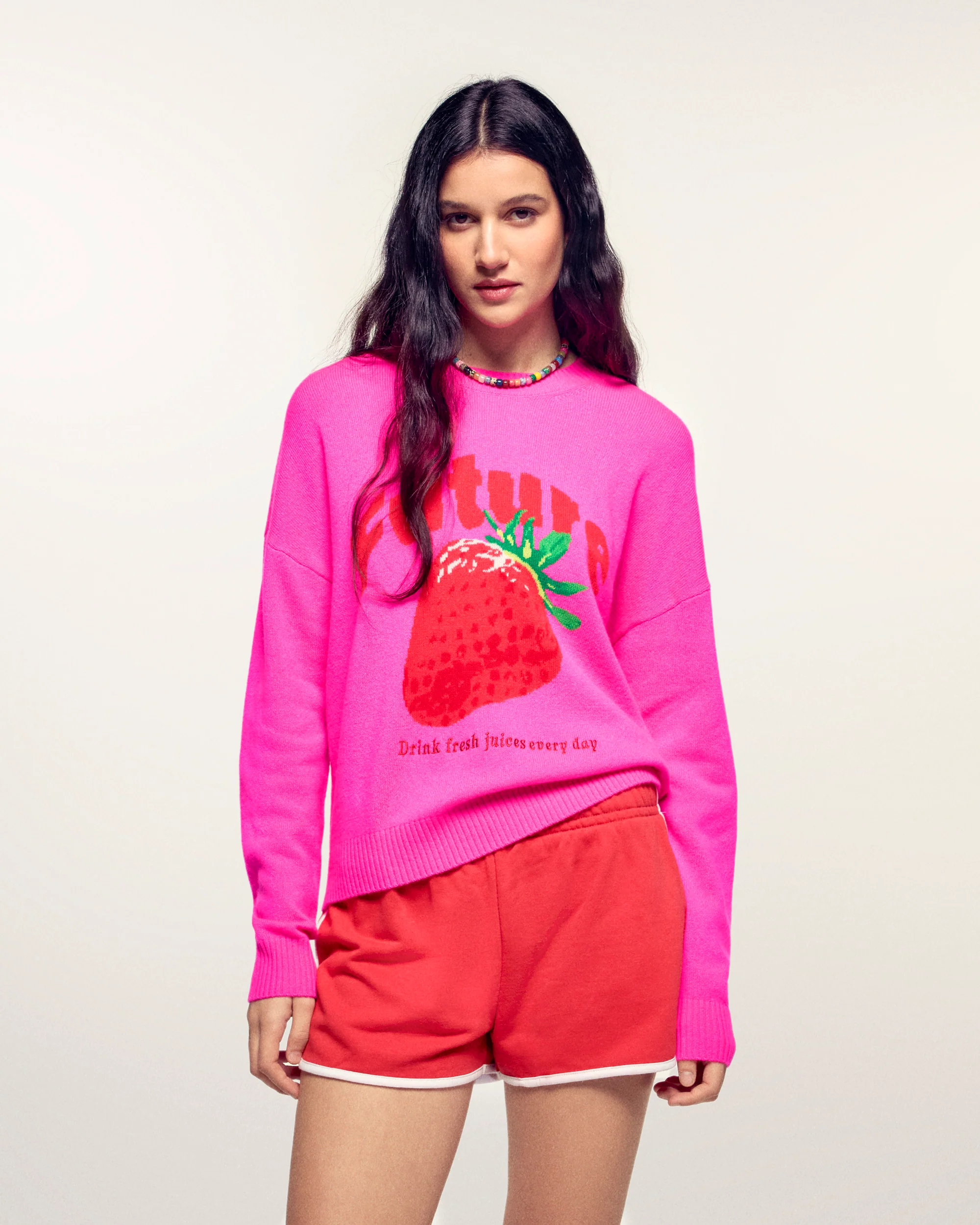 Future Intarsia Motif Crewneck Sweater (S26/ FEMME/ Flash Pink)