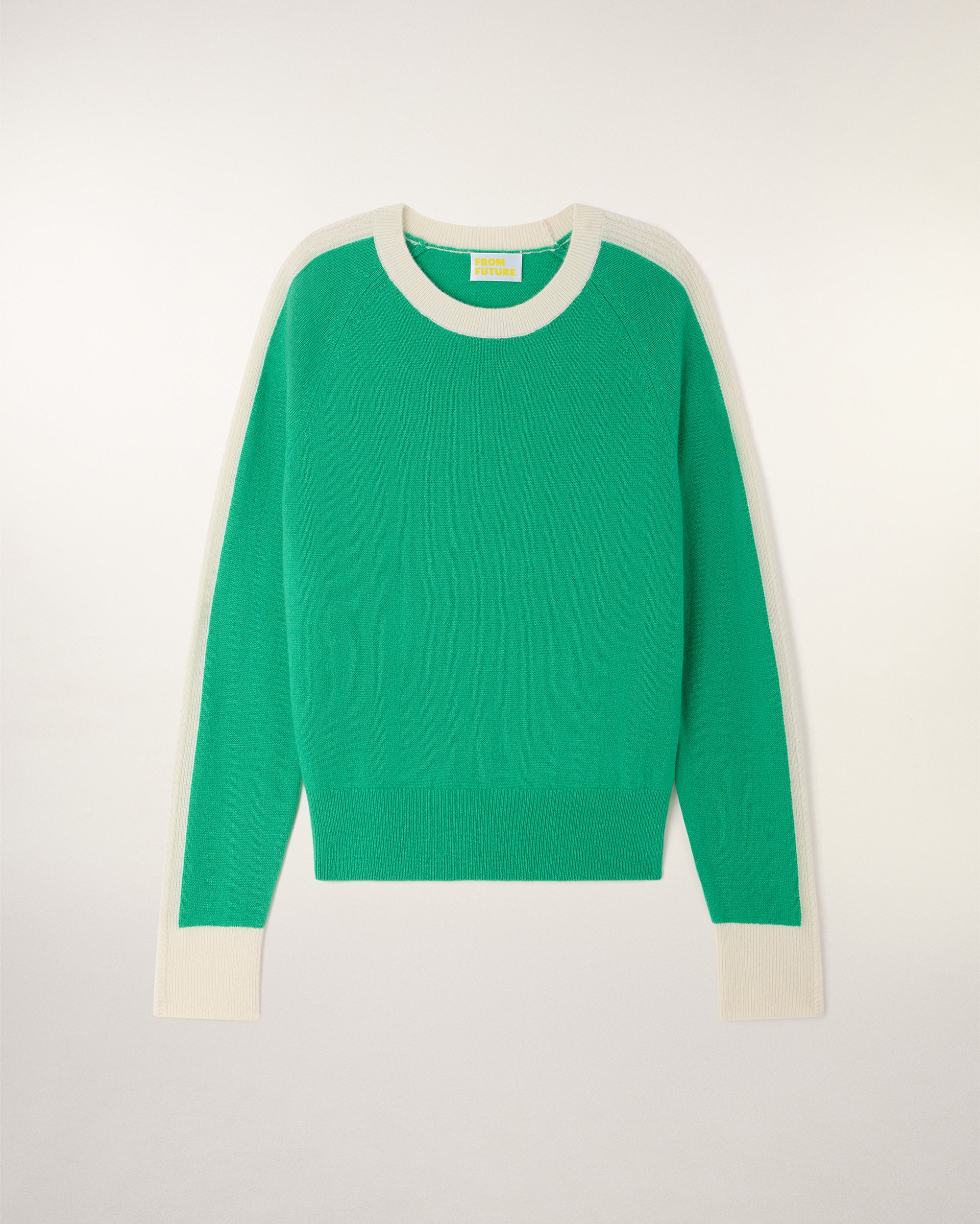 Striped Cable-Knit Crewneck Sweater (S26 / FEMME / Garden Party Green) - Image 5