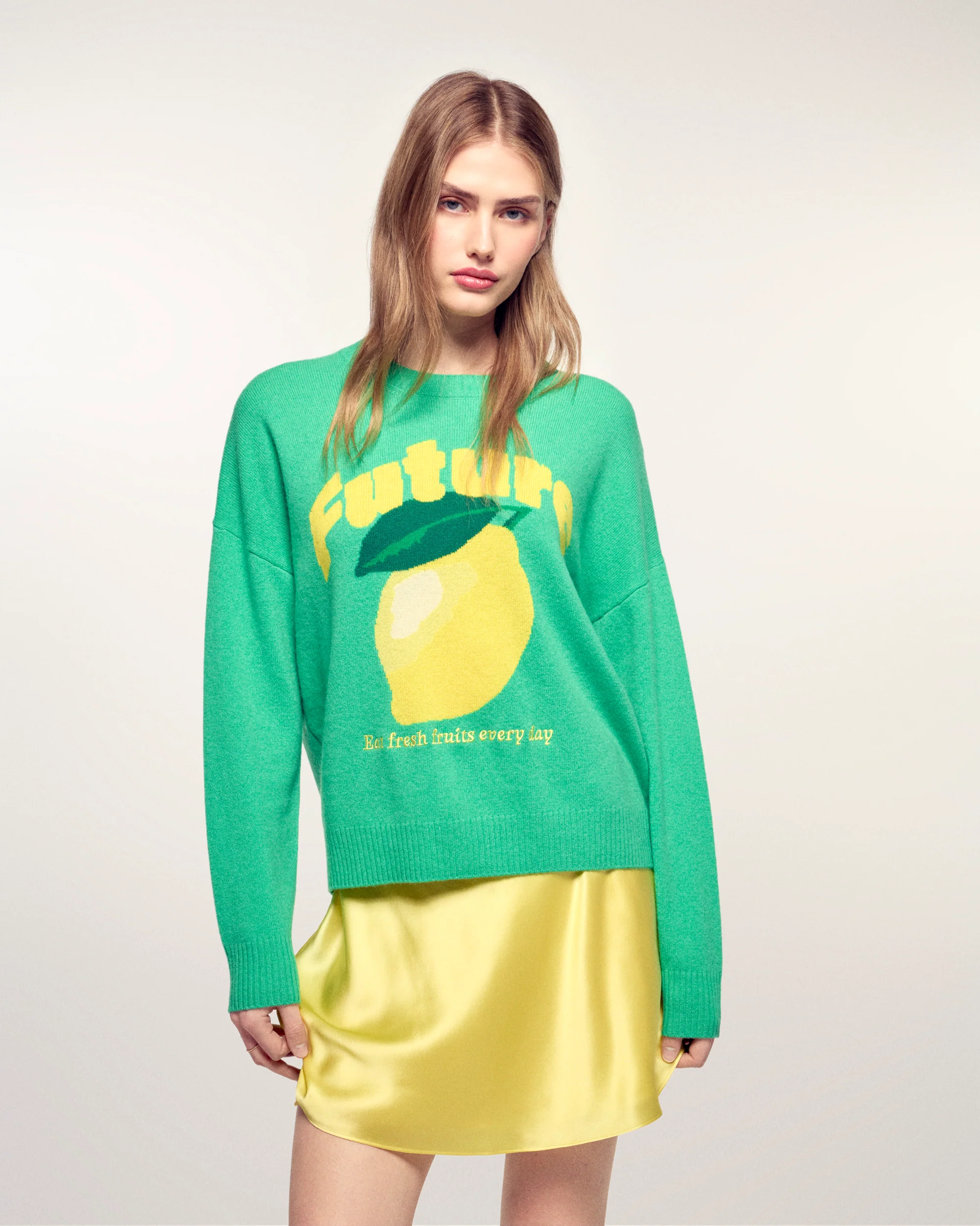 Future Intarsia Motif Crewneck Sweater (S26/ FEMME/ Garden Party Green)