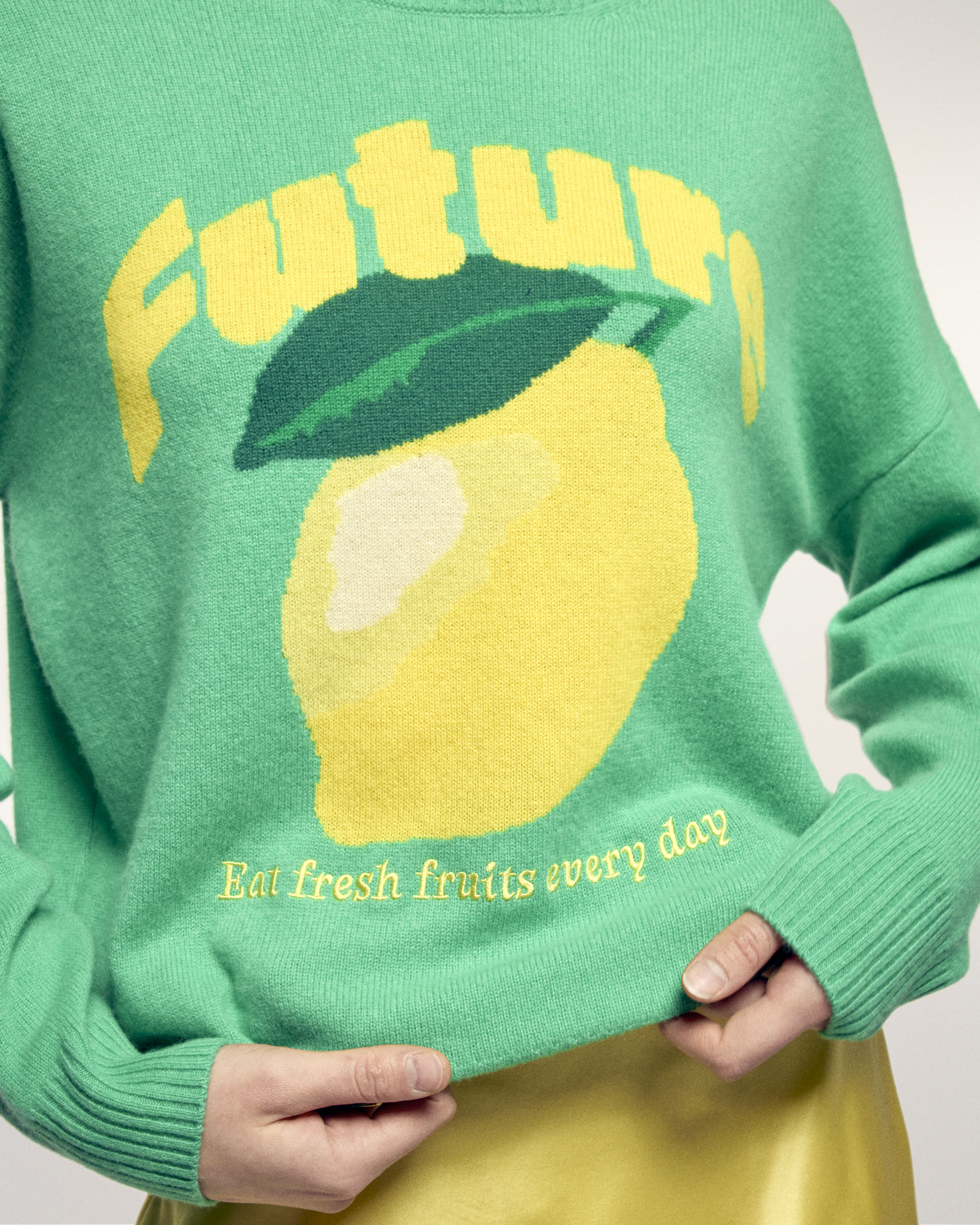 Future Intarsia Motif Crewneck Sweater (S26/ FEMME/ Garden Party Green) - Image 2