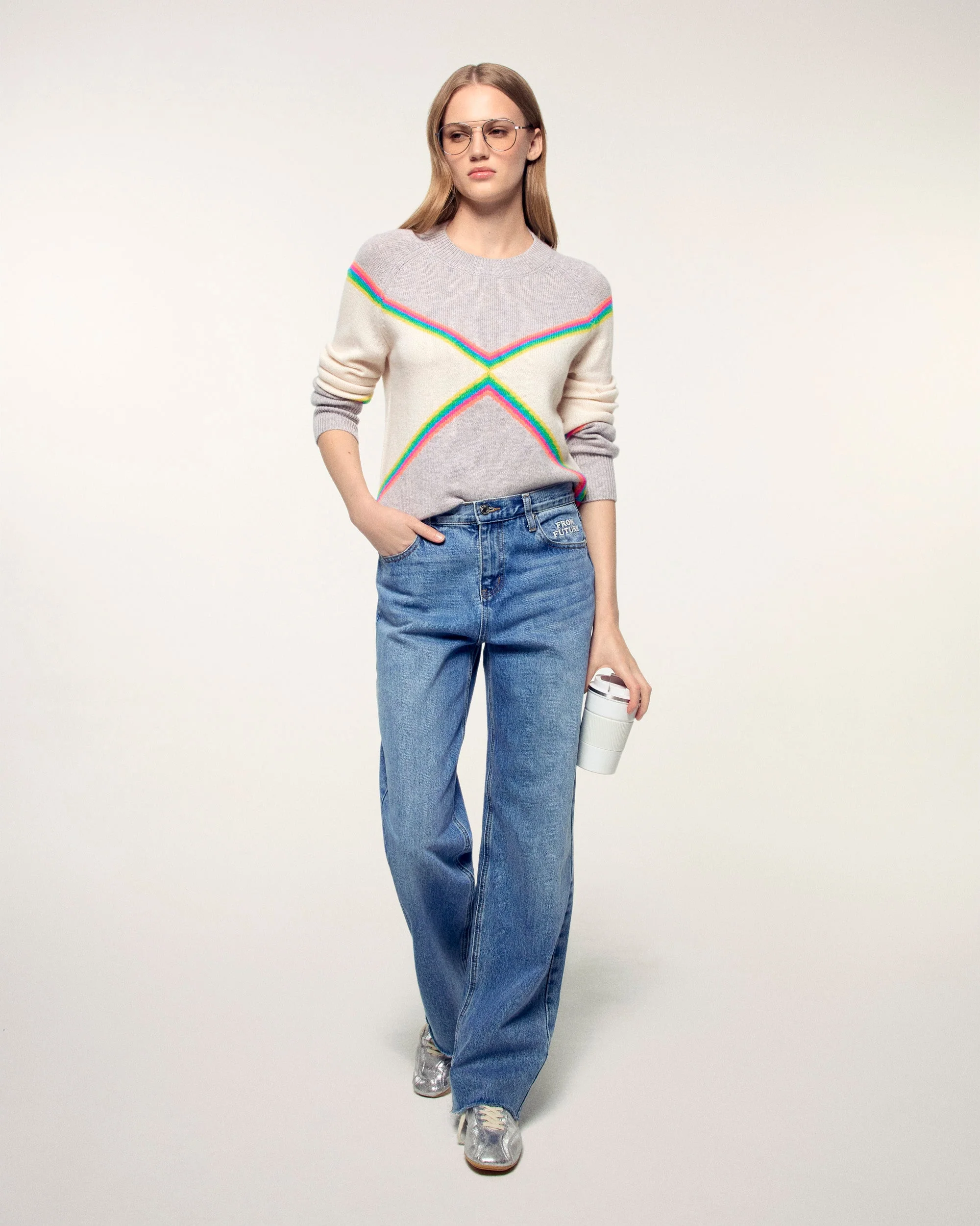Multicolored Striped Crewneck Sweater (S26/ FEMME/ Gris Chiné Clair) - Image 3
