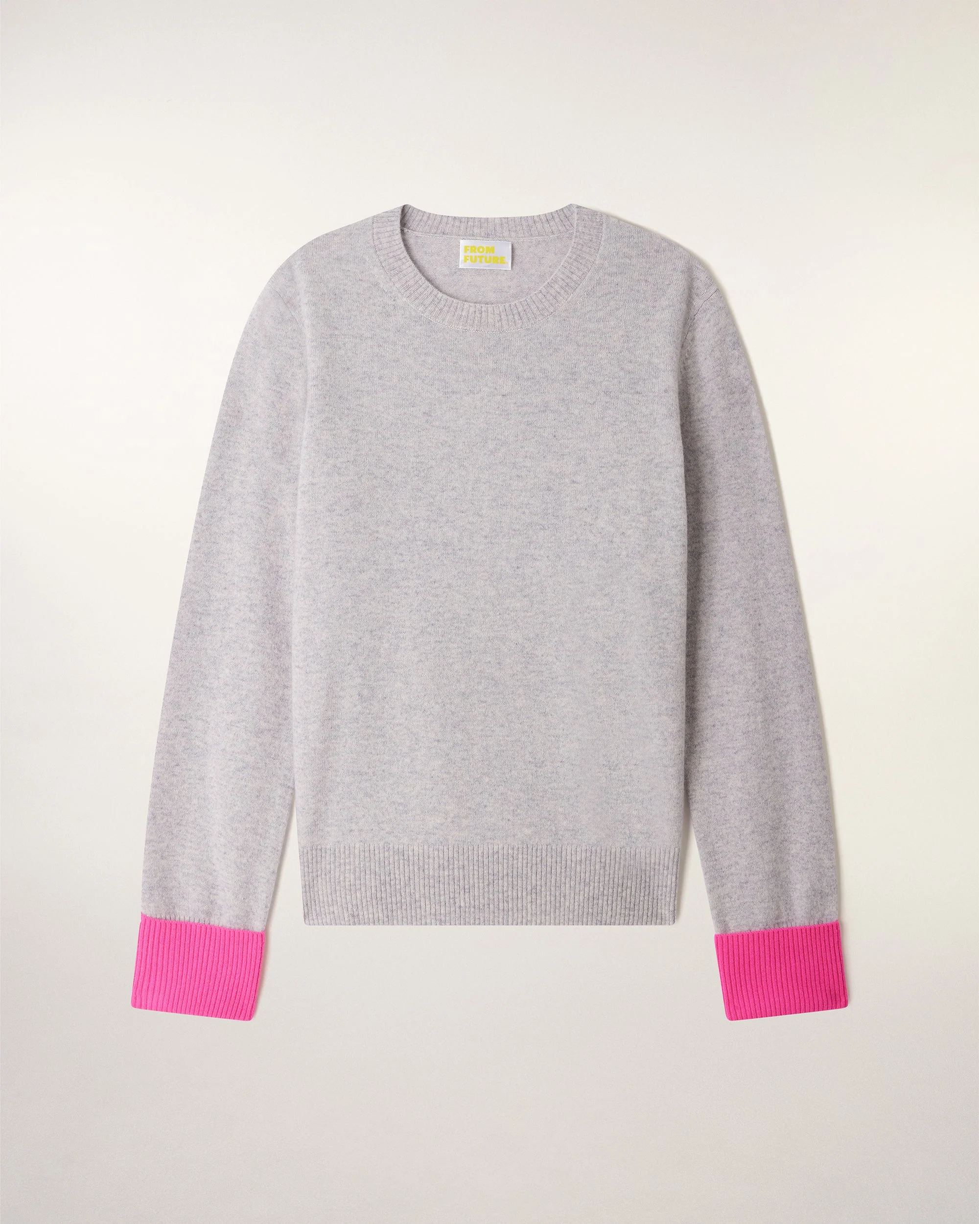 Two-Tone Round Neck Sweater (PERM / FEMME / Gris Chiné Clair) - Image 5