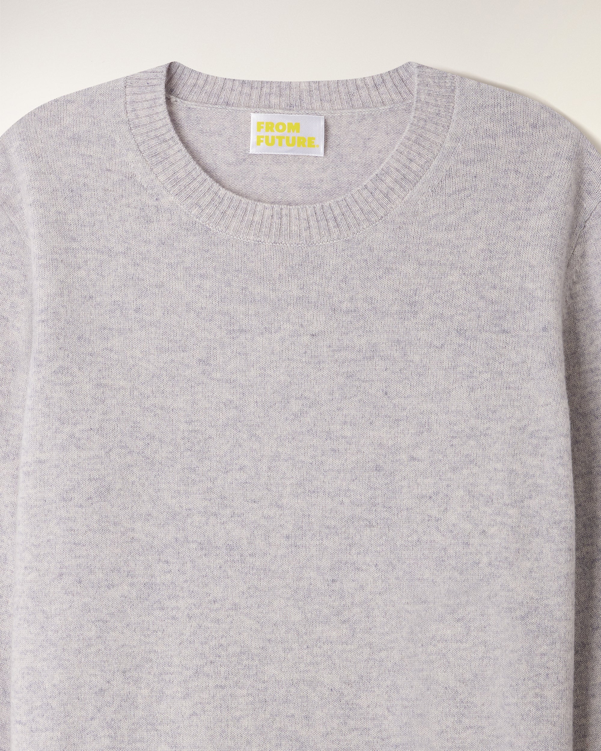 Two-Tone Round Neck Sweater (PERM / FEMME / Gris Chiné Clair) - Image 6
