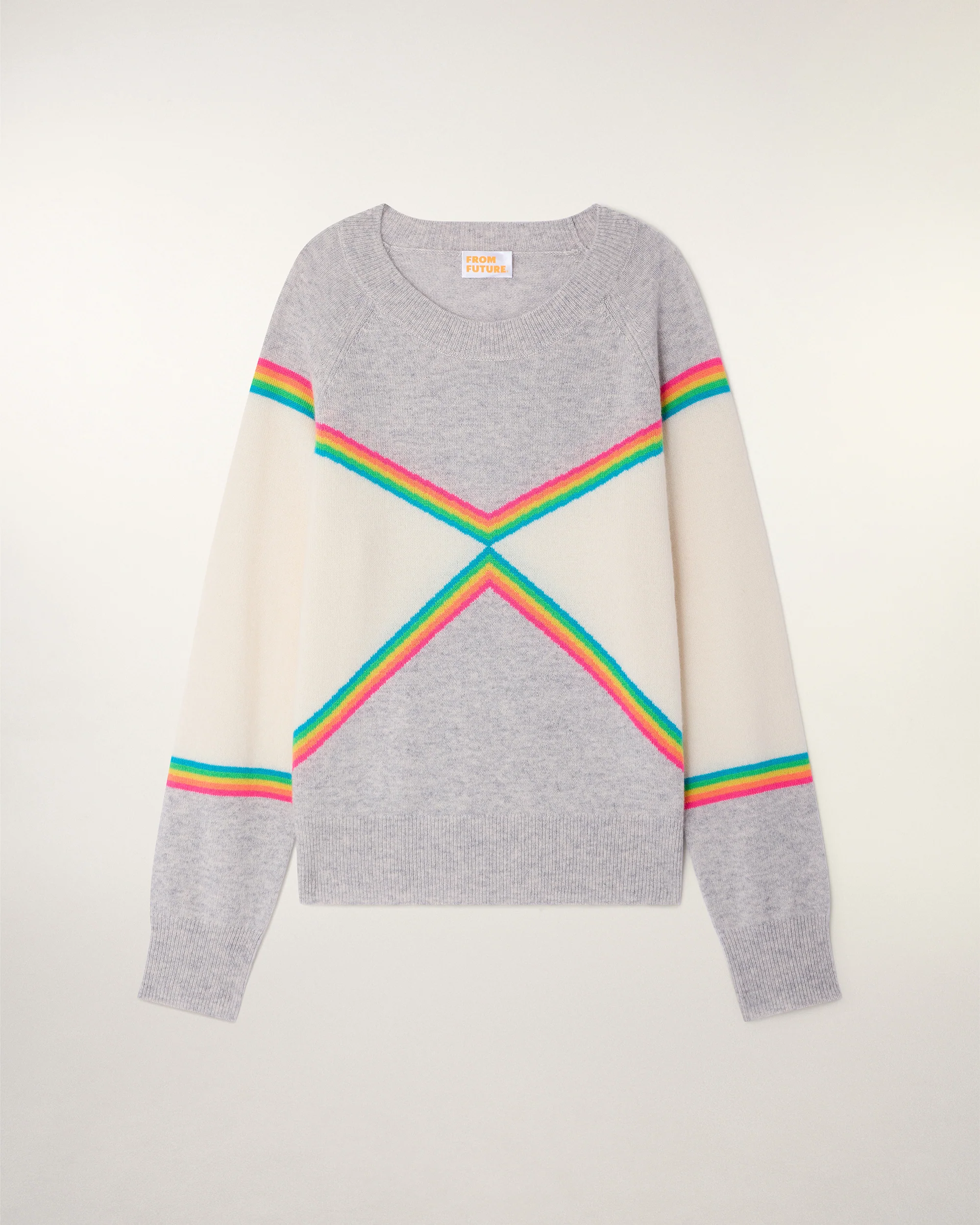 Multicolored Striped Crewneck Sweater (S26/ FEMME/ Gris Chiné Clair) - Image 5