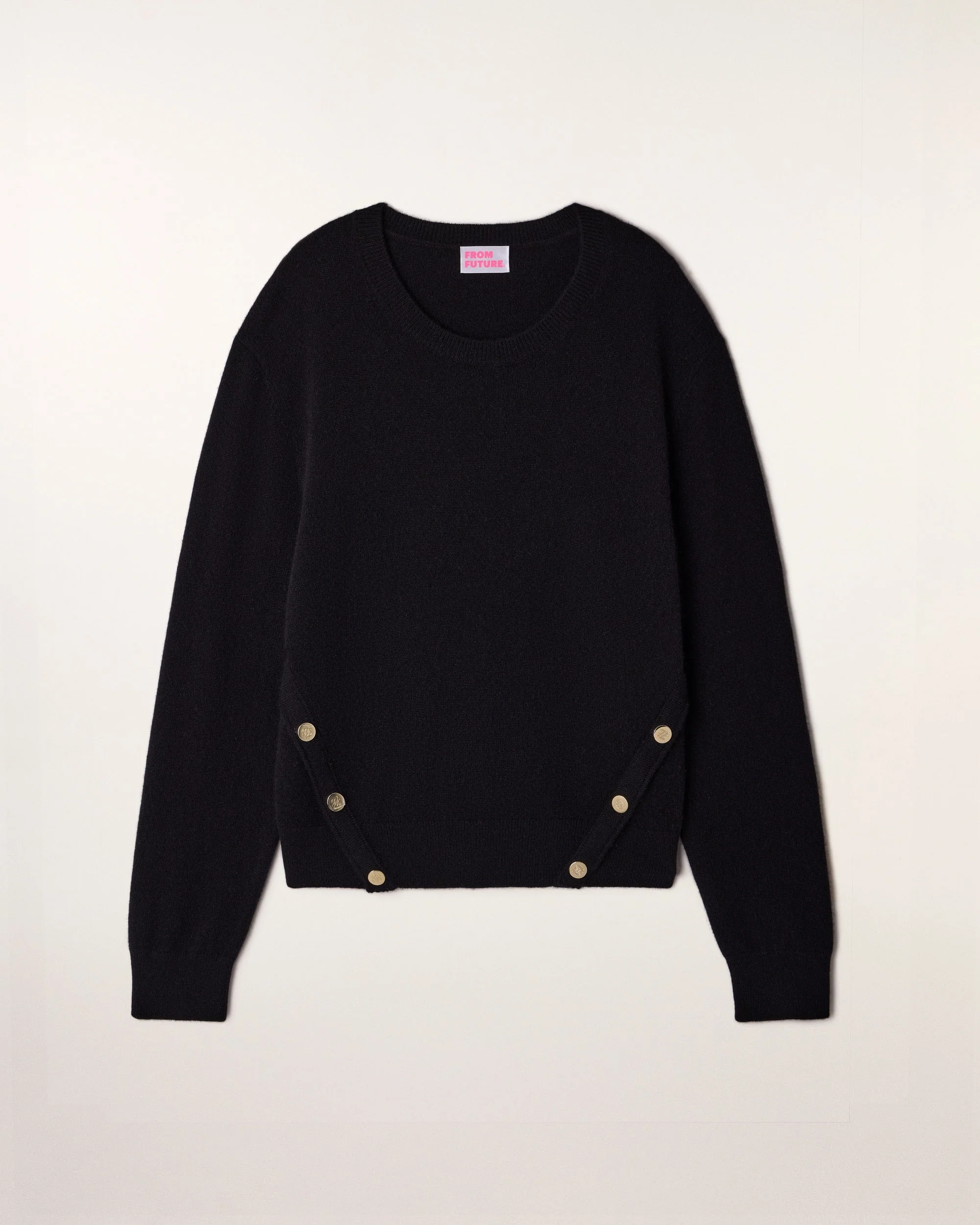Gold Button Crewneck Sweater (S26/ FEMME/ Noir) - Image 5