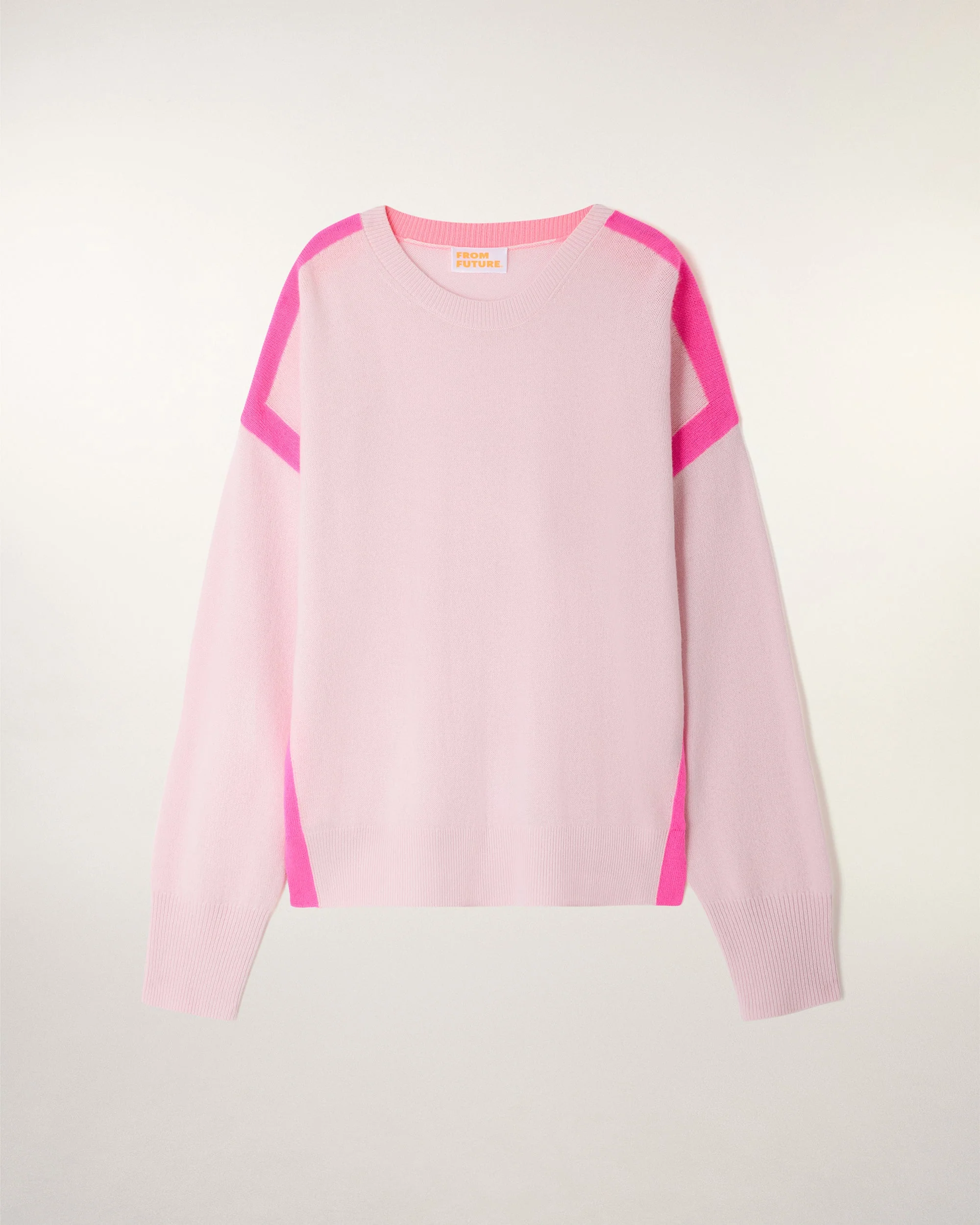 Oversize Crewneck Sweater with Contrasting Trim (S26 / FEMME / Sky Pink) - Image 6