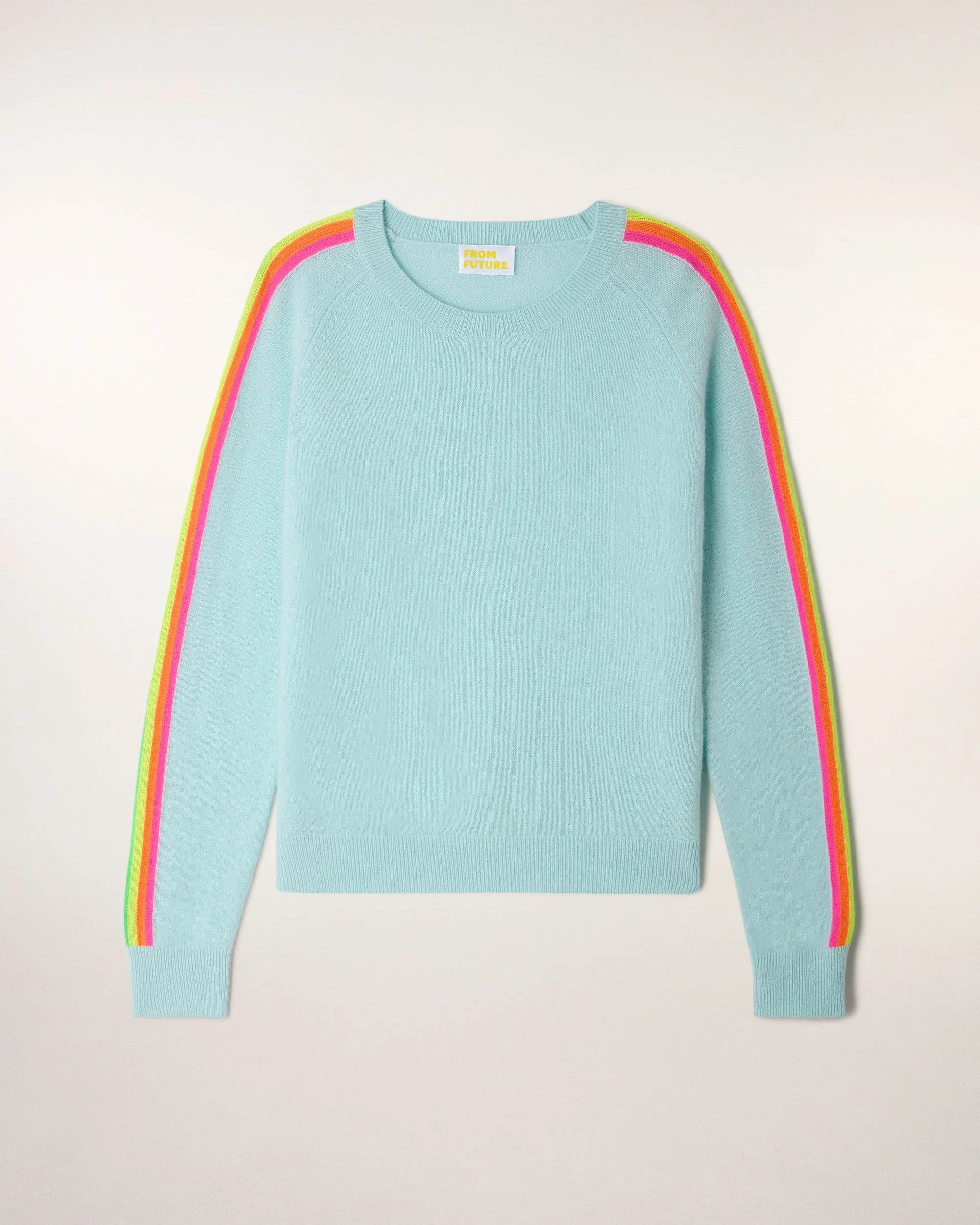Multicolored Stripe Sleeve Crewneck Sweater (S26 / FEMME / Star Blue) - Image 6