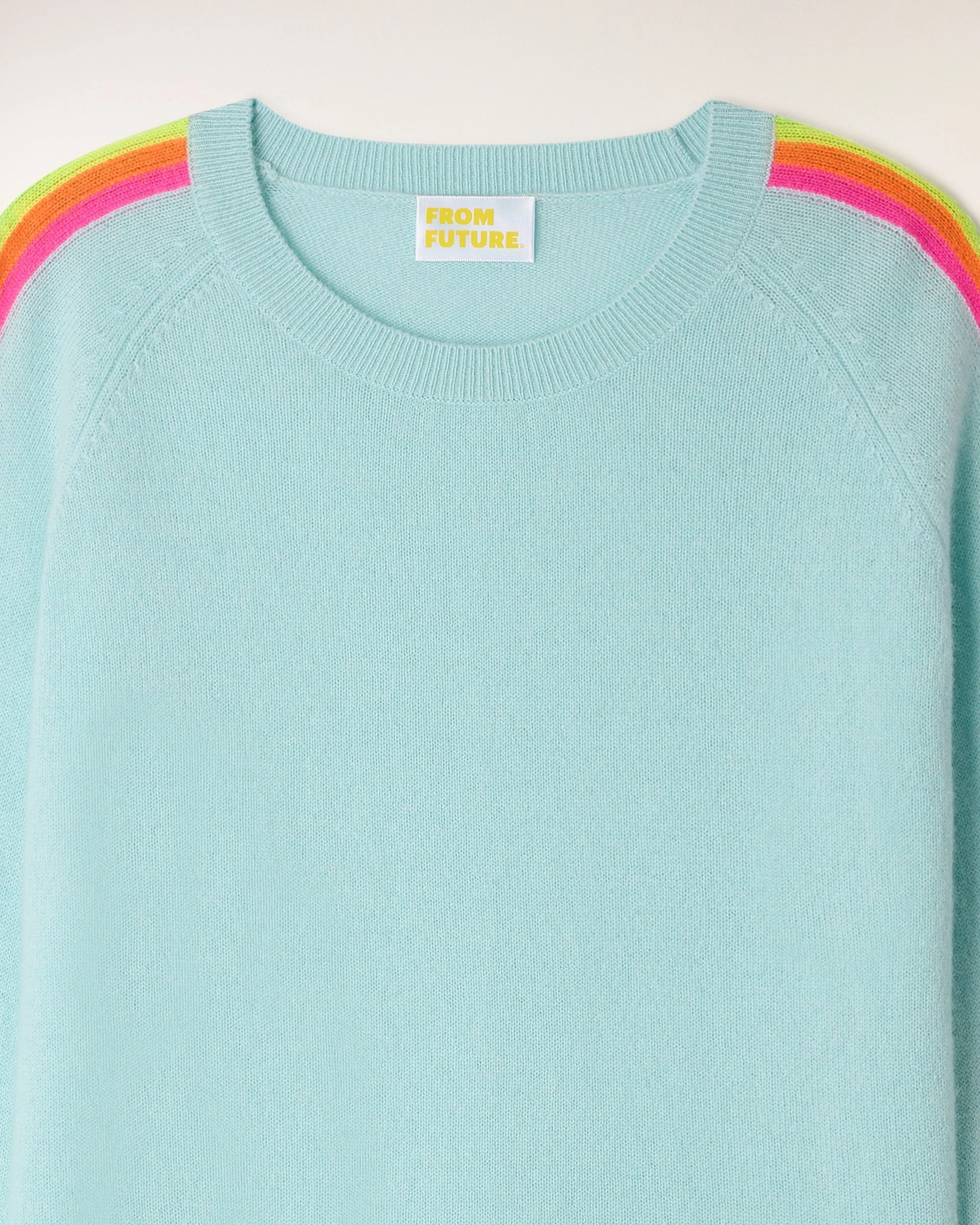 Multicolored Stripe Sleeve Crewneck Sweater (S26 / FEMME / Star Blue) - Image 7