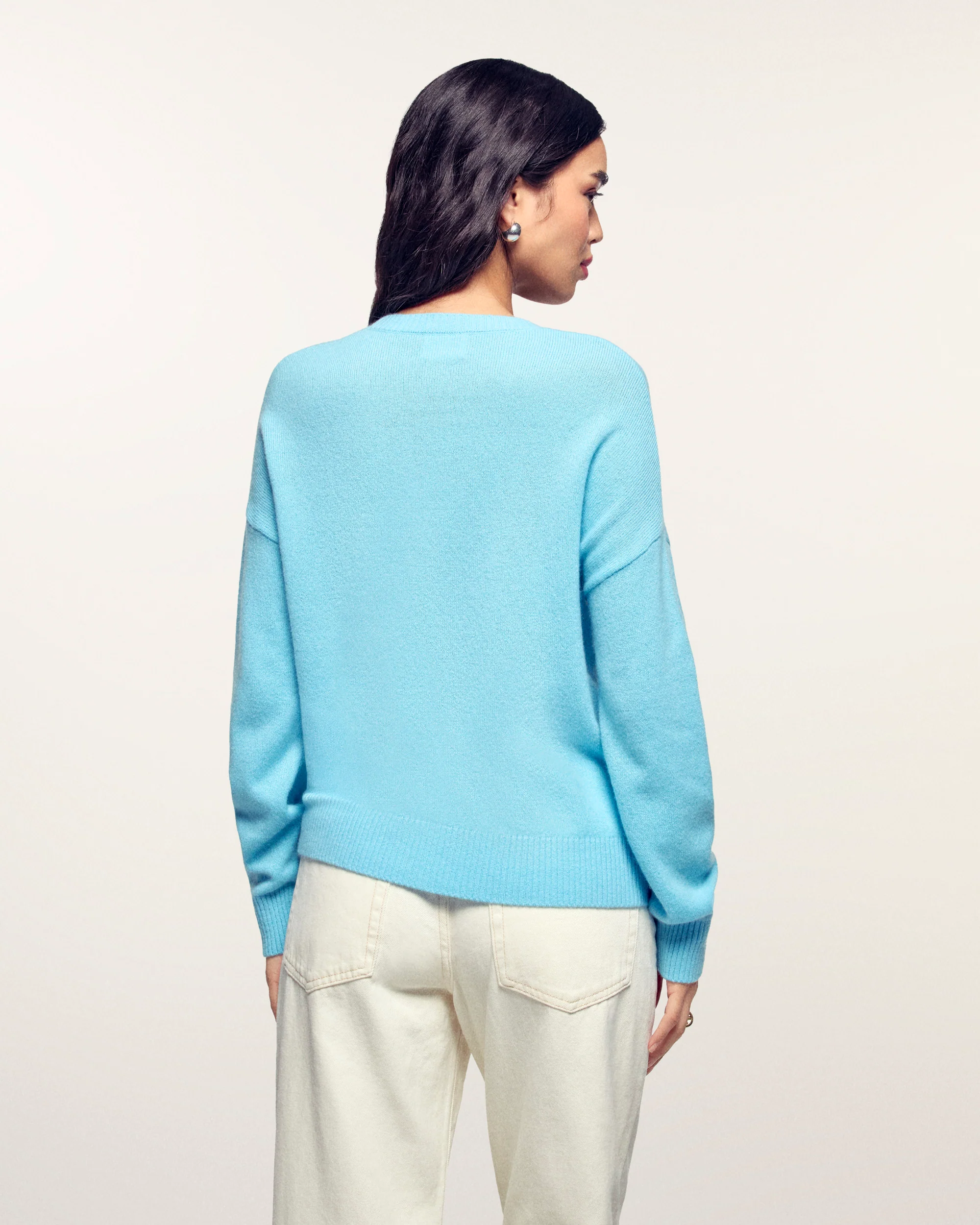 Palm Tree Motif Crewneck Sweater (S26/ FEMME/ Vacation Blue) - Image 5