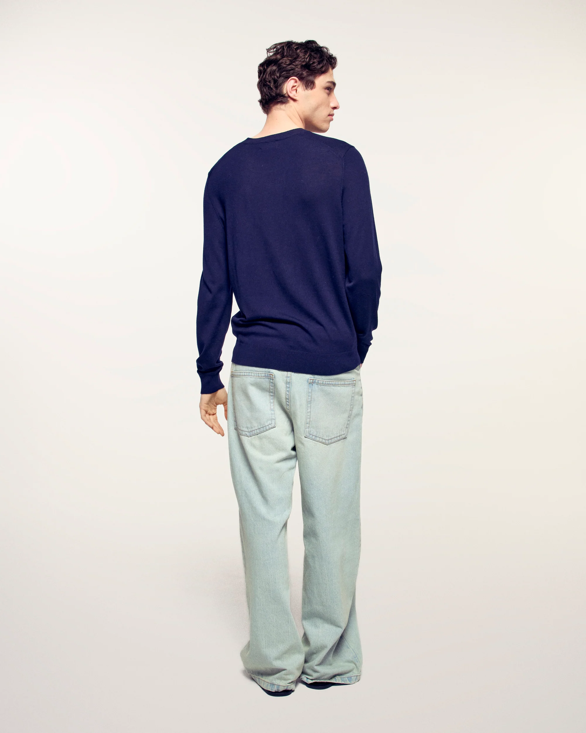 Crewneck Heart Sweater (S26/ HOMME/ Navy / RWS) - Image 4