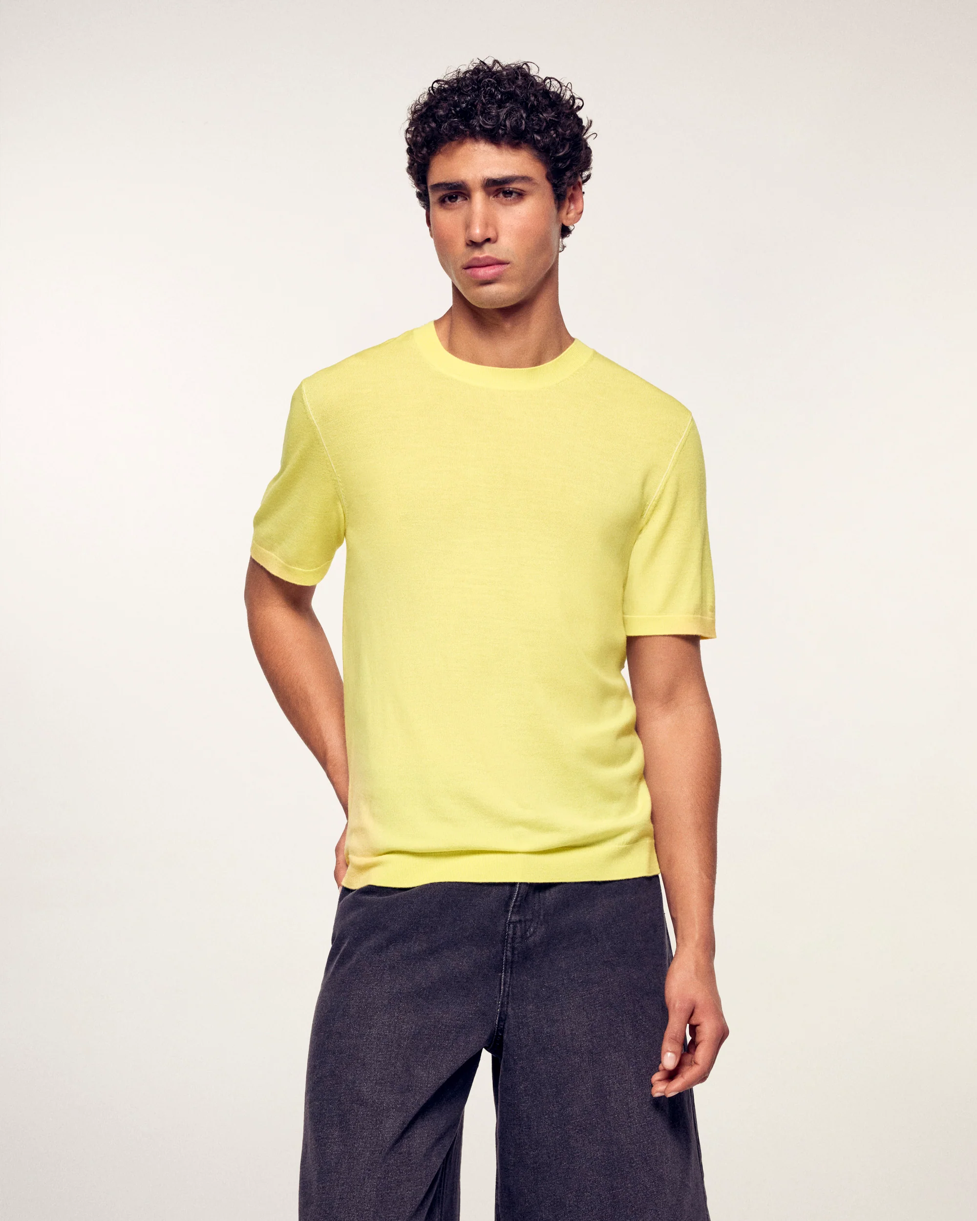 Short-Sleeve Crewneck Sweater (S26 / HOMME / Star Yellow / RWS)