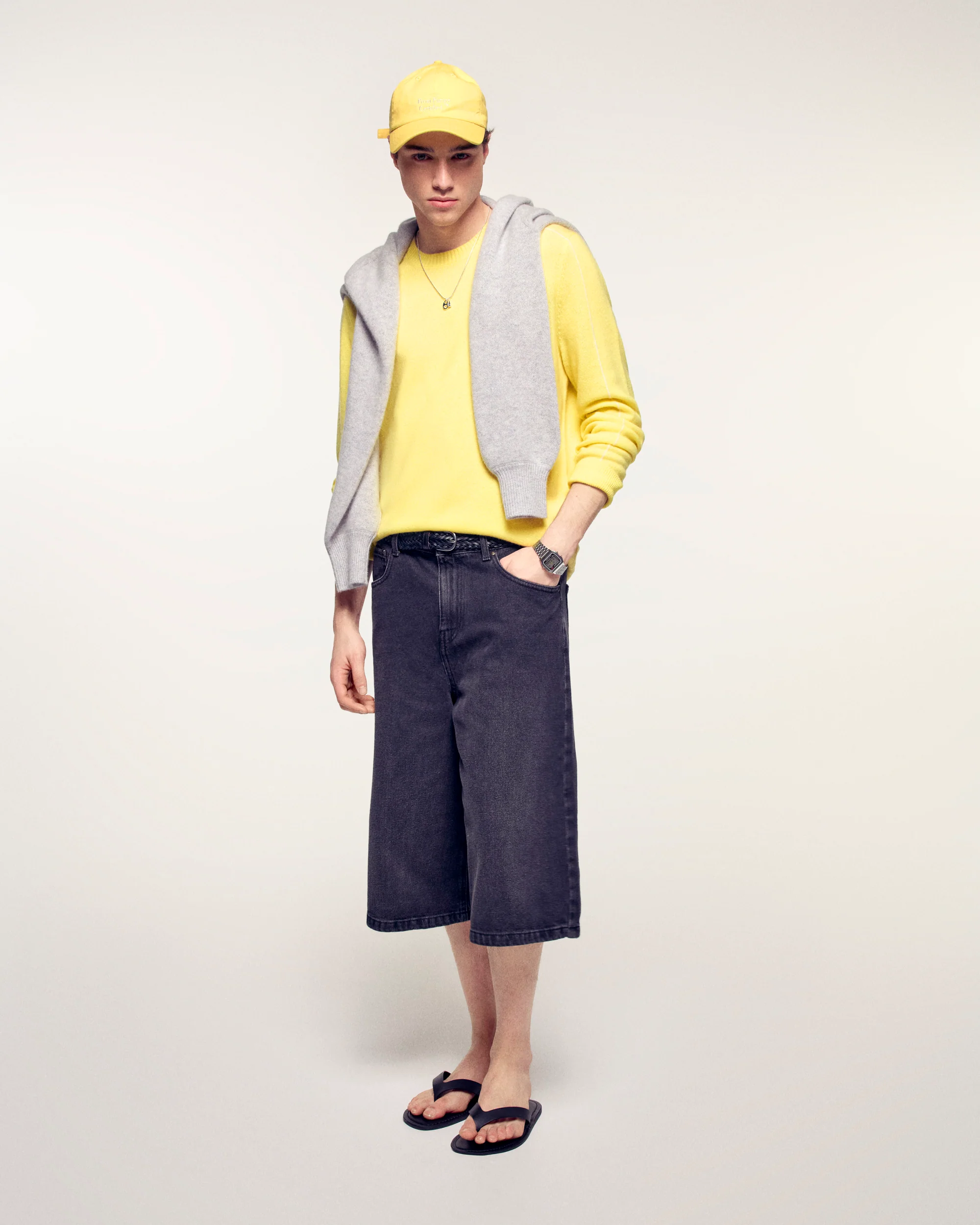 Contrasting Trim Crew Neck Sweater (S26/ HOMME/ Star Yellow) - Image 3