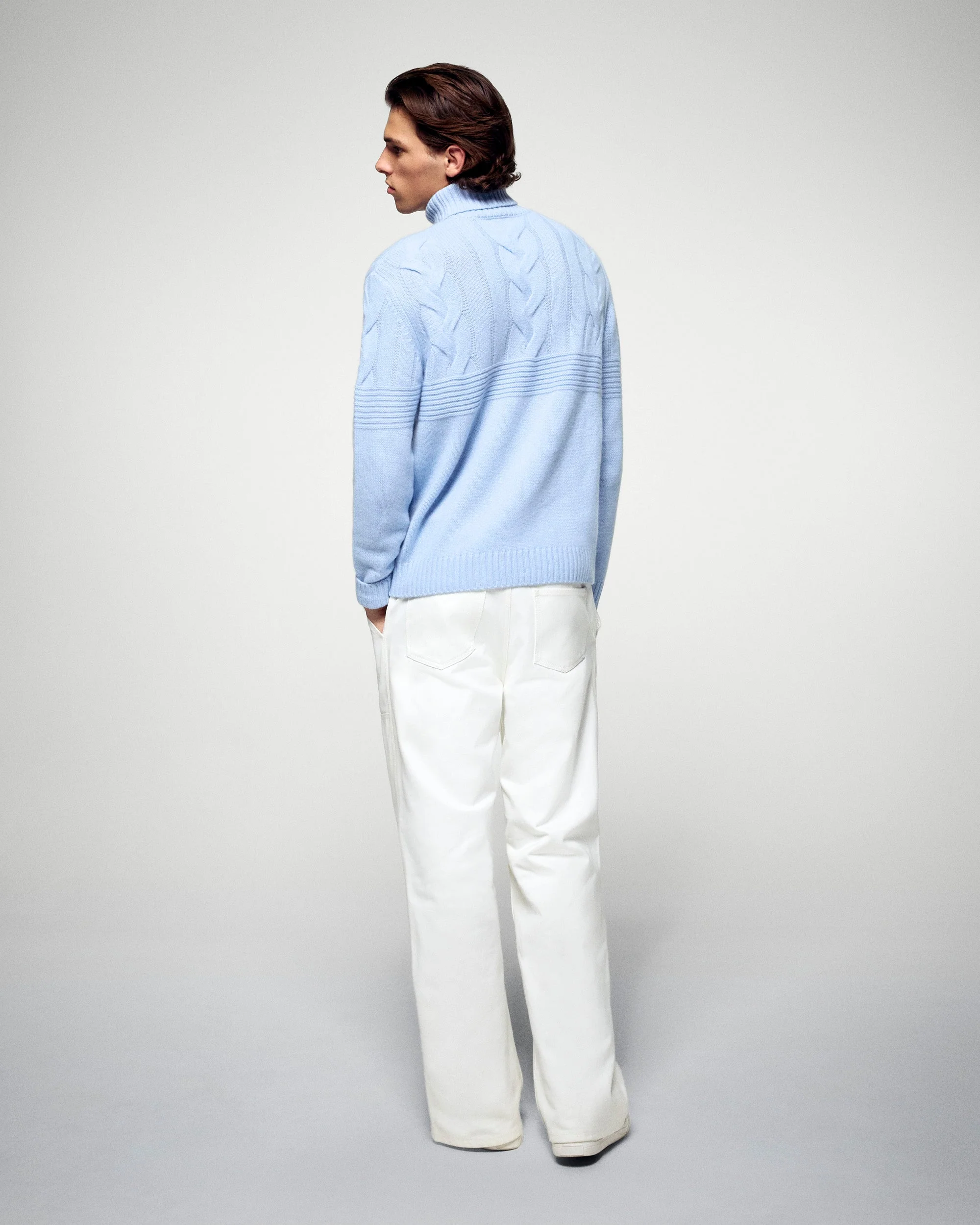 Cable-knit Turtleneck Sweater (H25 / HOMME / Smooth Blue) - Image 4
