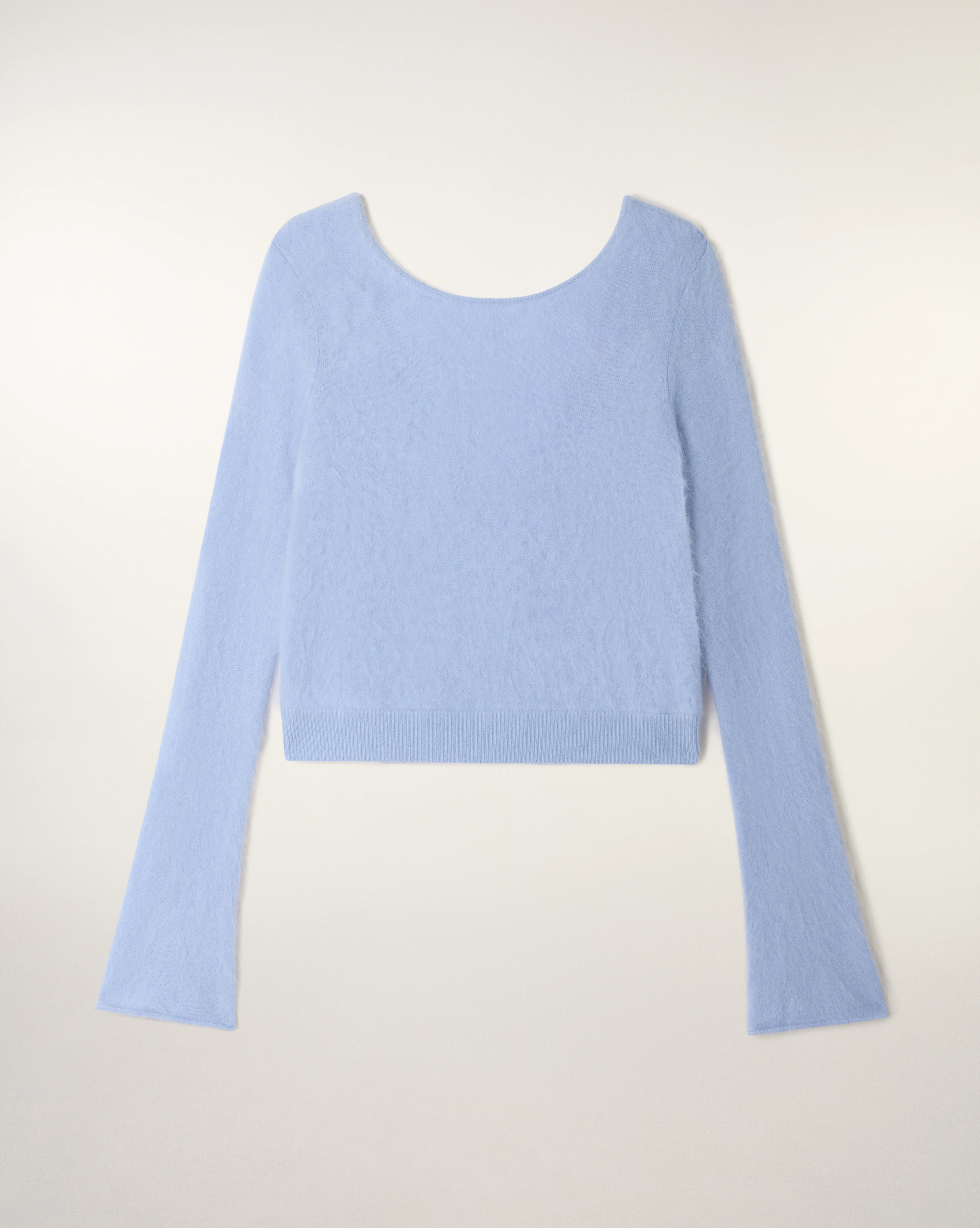 Brushed Cashmere Cardigan with Golden Double F Closure (S26 / FEMME / Baby blue) - Image 5