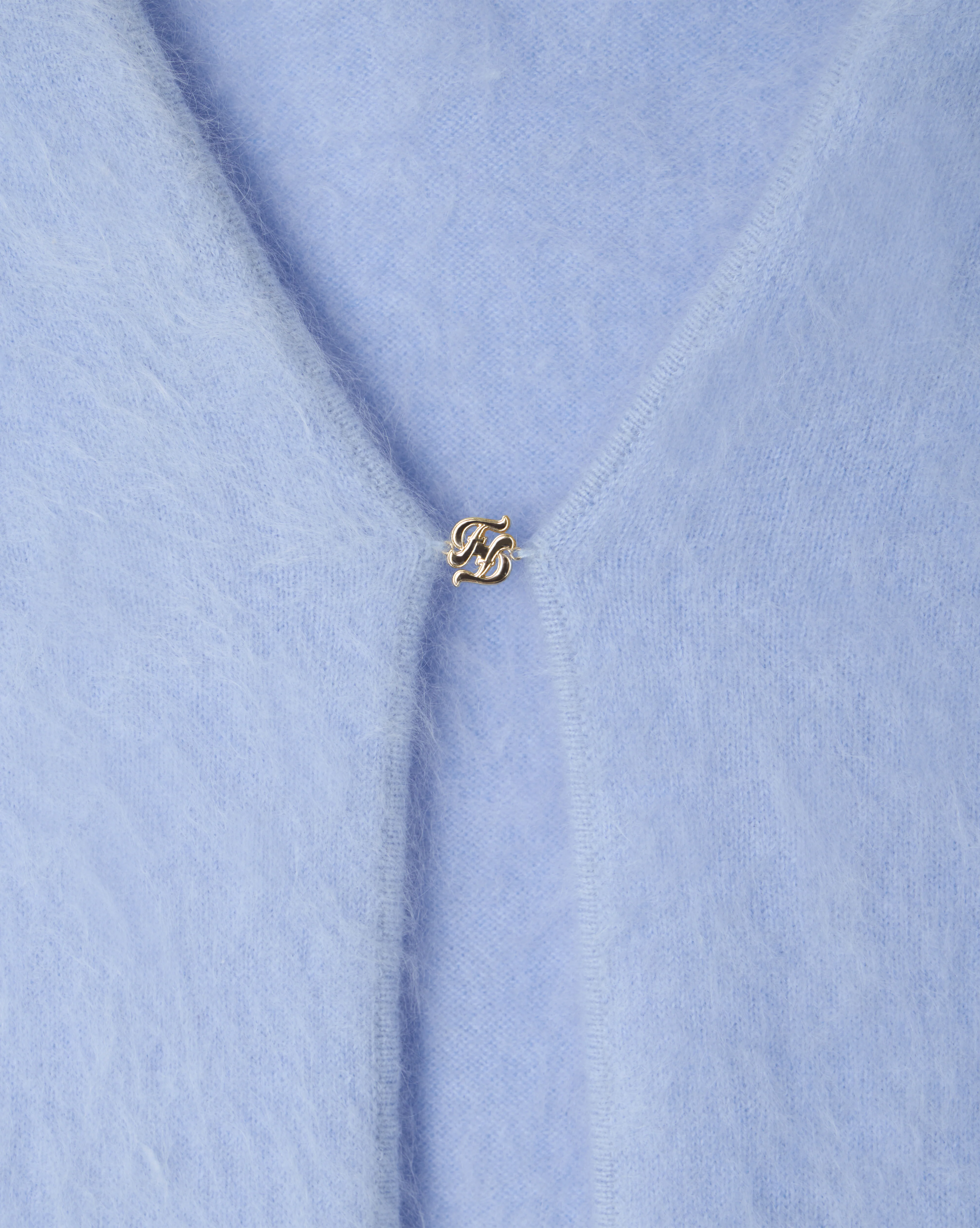 Brushed Cashmere Cardigan with Golden Double F Closure (S26 / FEMME / Baby blue) - Image 6