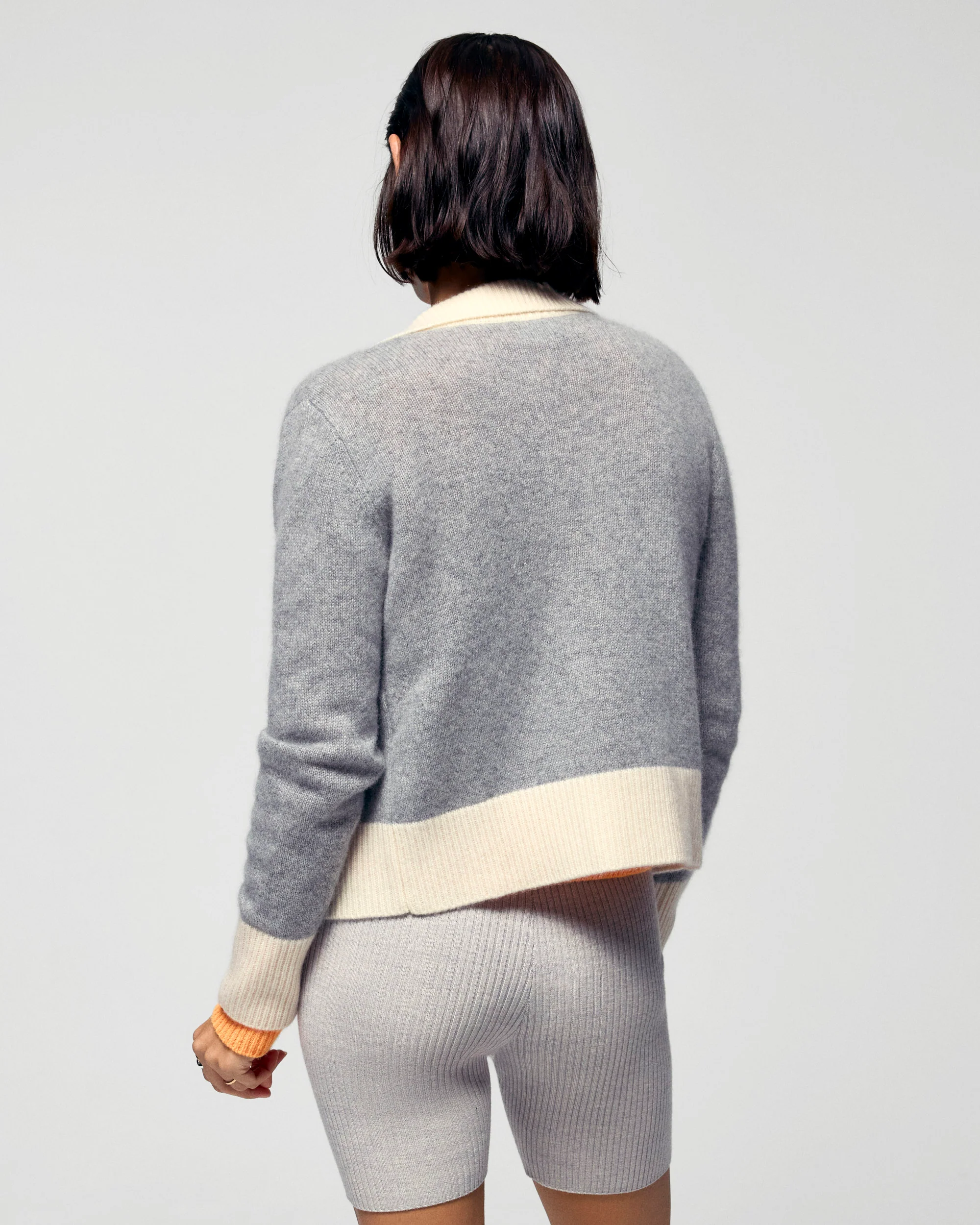 Contrast Rib Cardigan (H25 / FEMME / Dark Heather Gray) - Image 3