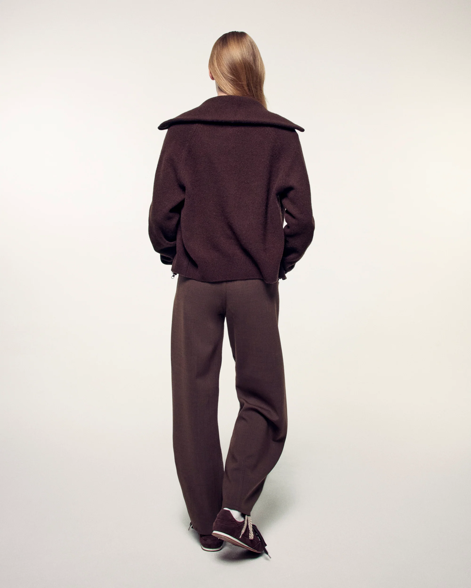 Wide Collar Cardigan (S26/ FEMME/ Chocolat) - Image 5