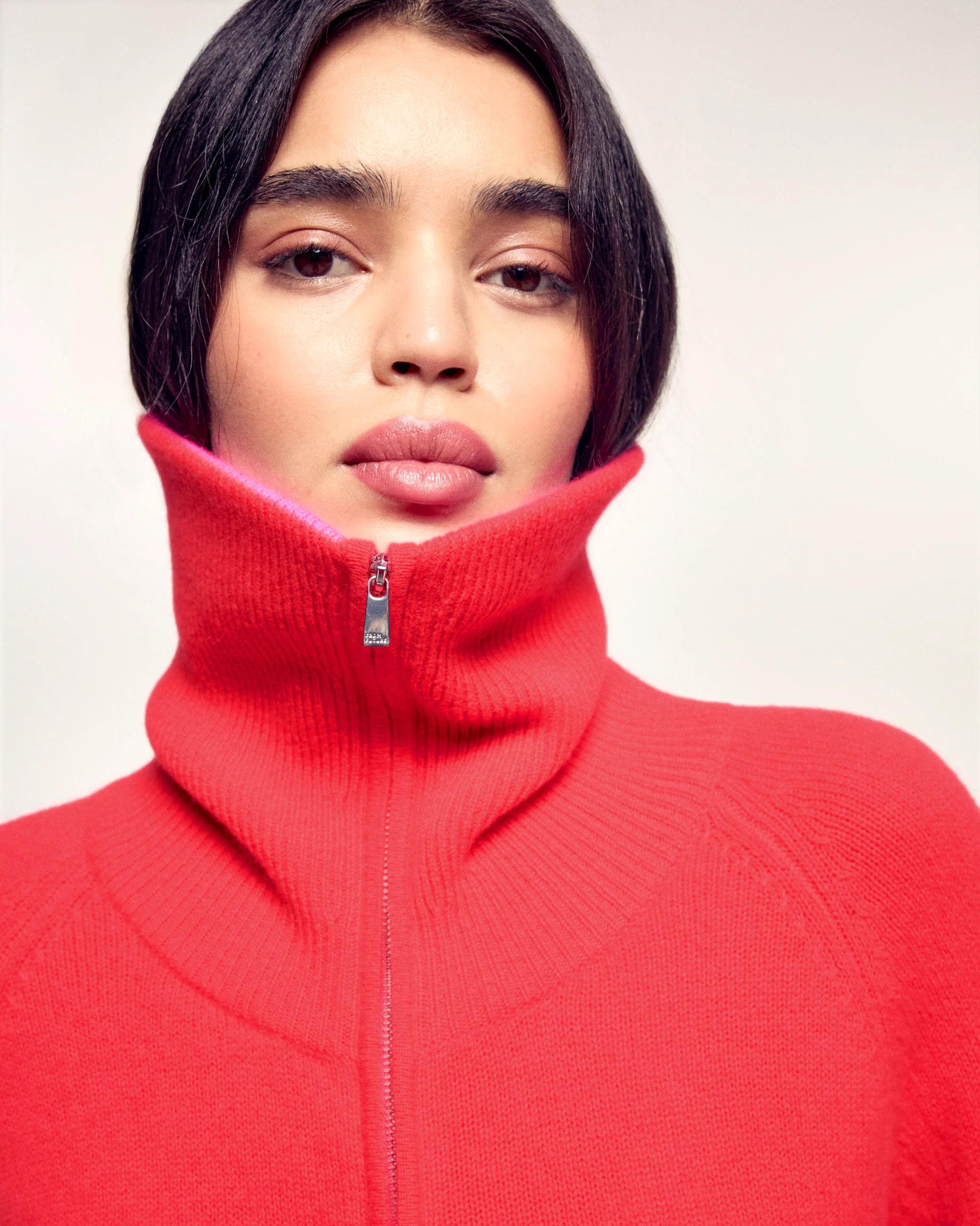 Wide Collar Zip-up Cardigan (S26/ FEMME/ Love Coral) - Image 3