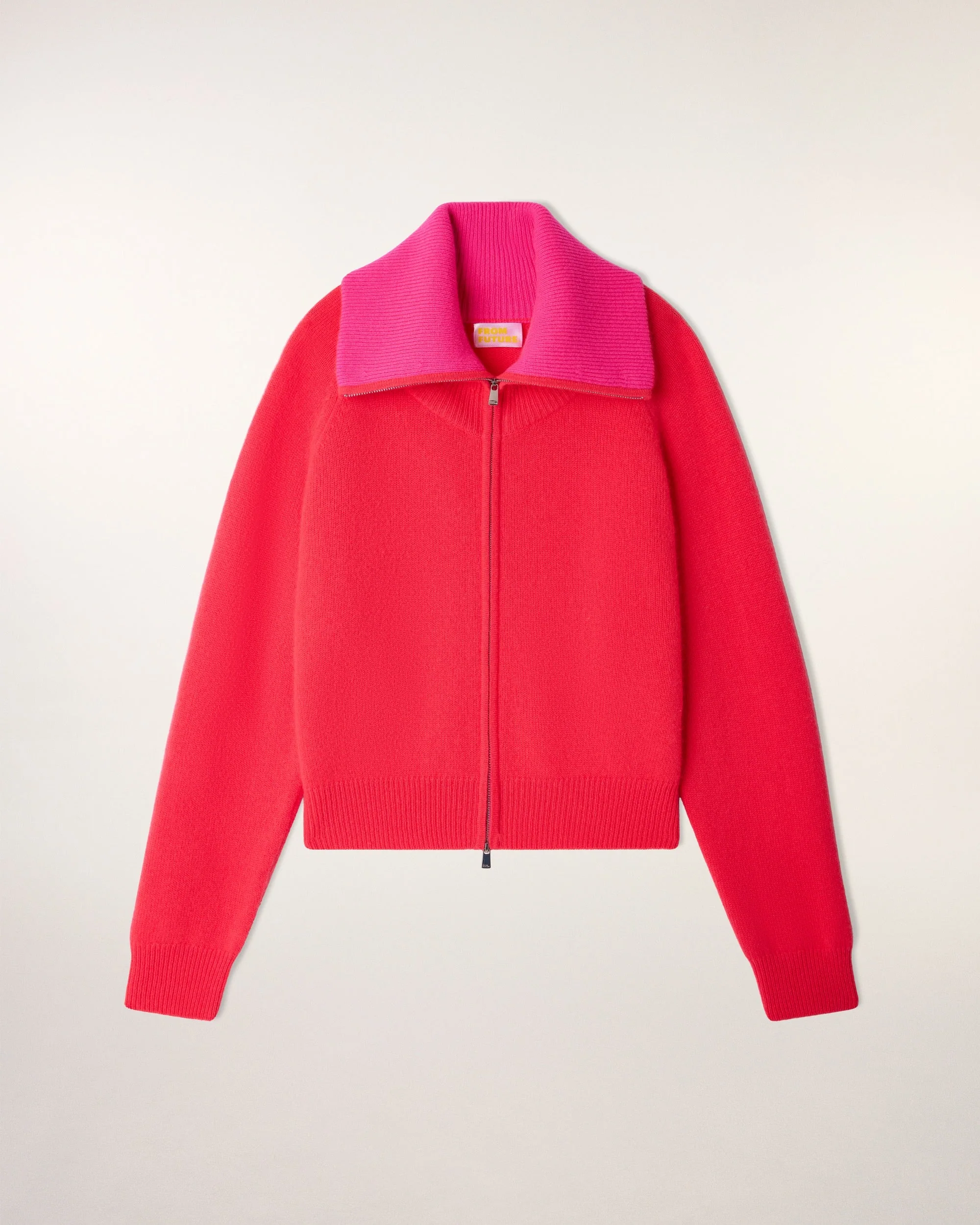 Wide Collar Zip-up Cardigan (S26/ FEMME/ Love Coral) - Image 6