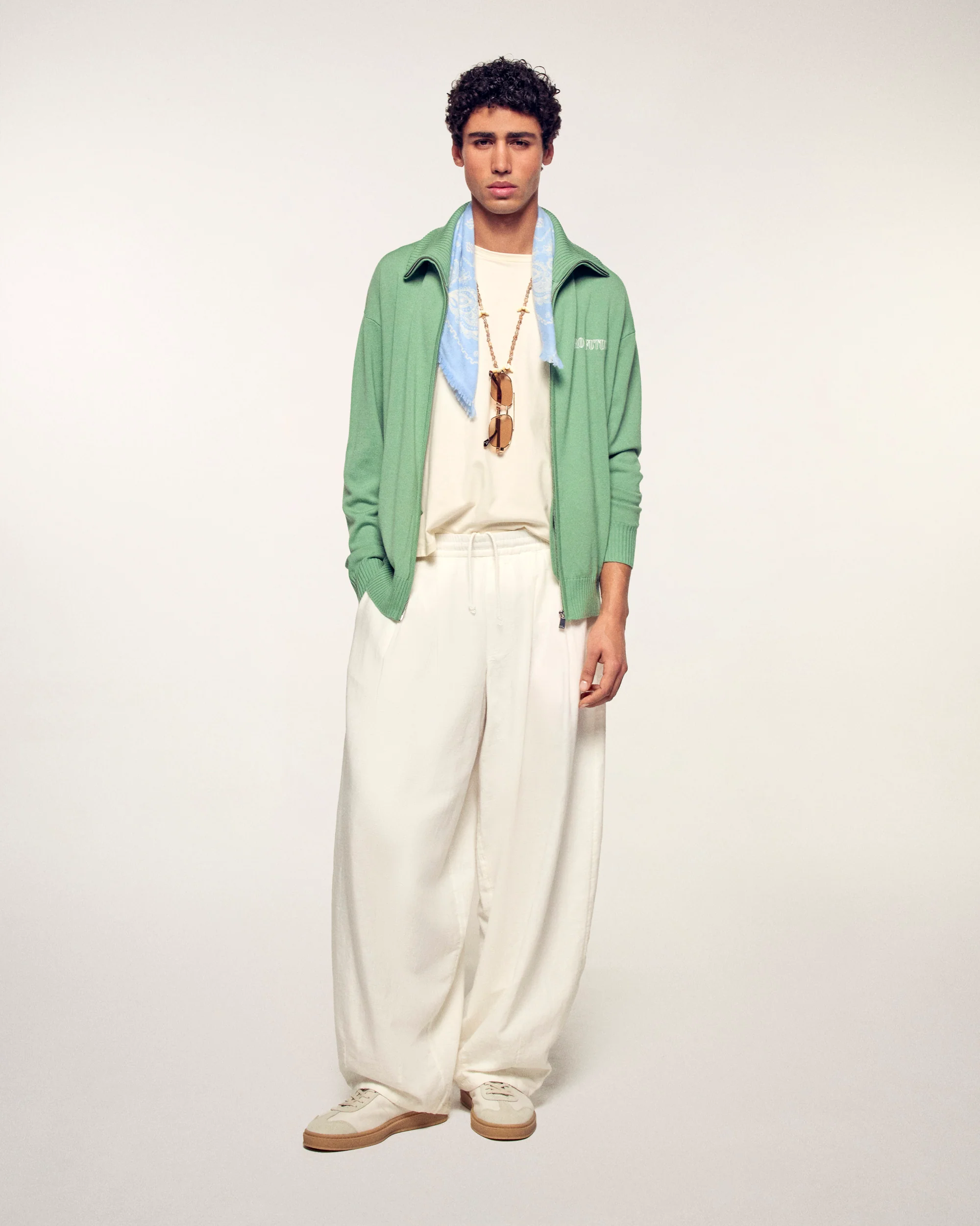 Embroidered Zipped Cardigan “From Future” (S26 / HOMME/ Forever Green / RWS) - Image 3