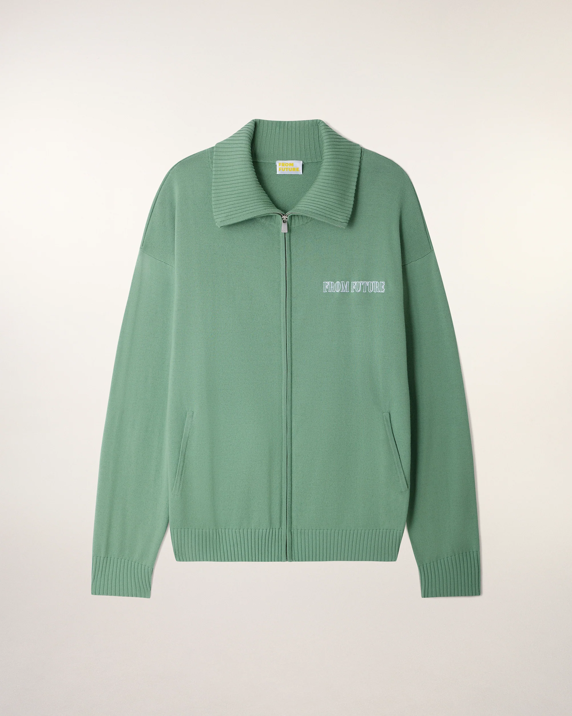 Embroidered Zipped Cardigan “From Future” (S26 / HOMME/ Forever Green / RWS) - Image 6