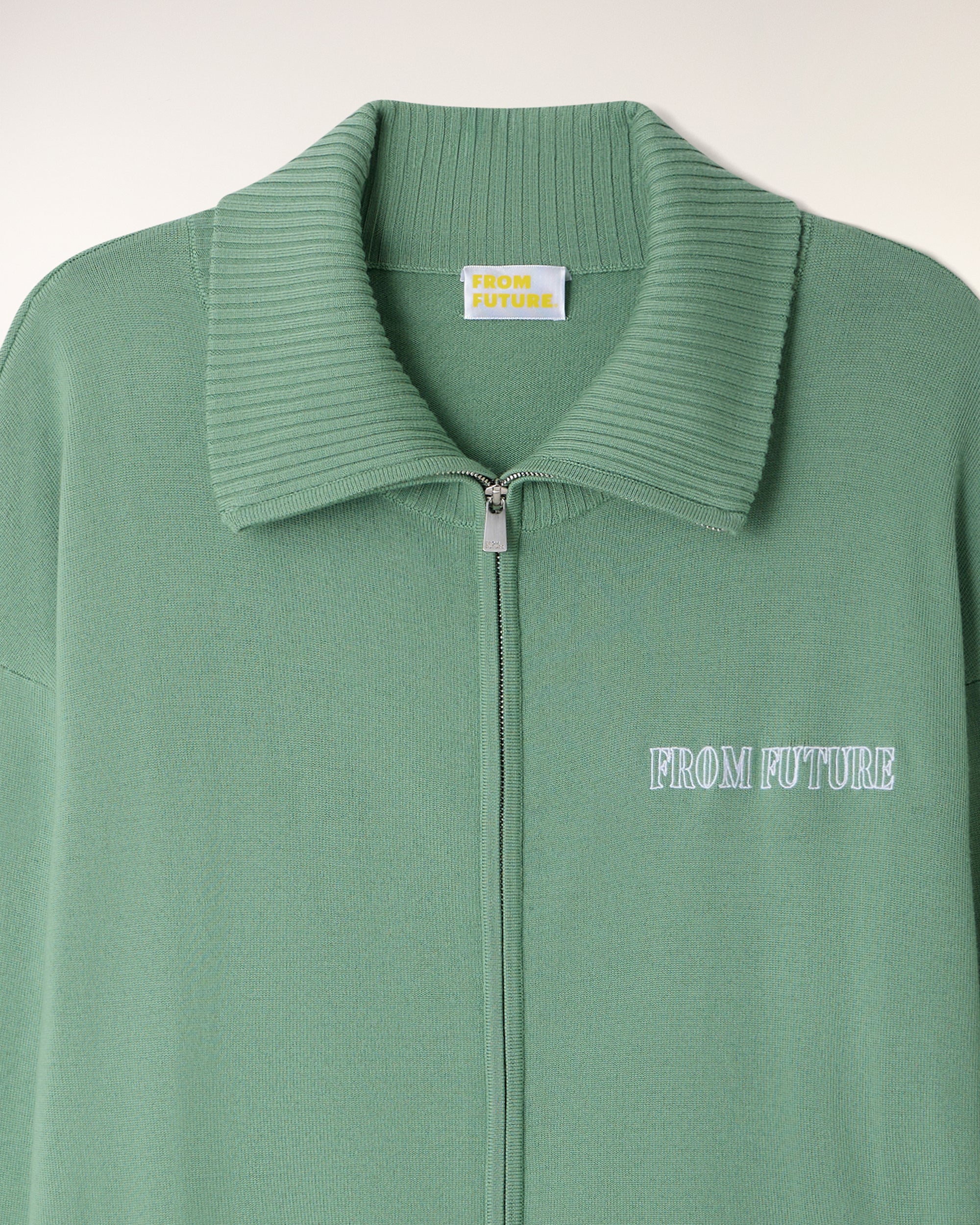 Embroidered Zipped Cardigan “From Future” (S26 / HOMME/ Forever Green / RWS) - Image 7