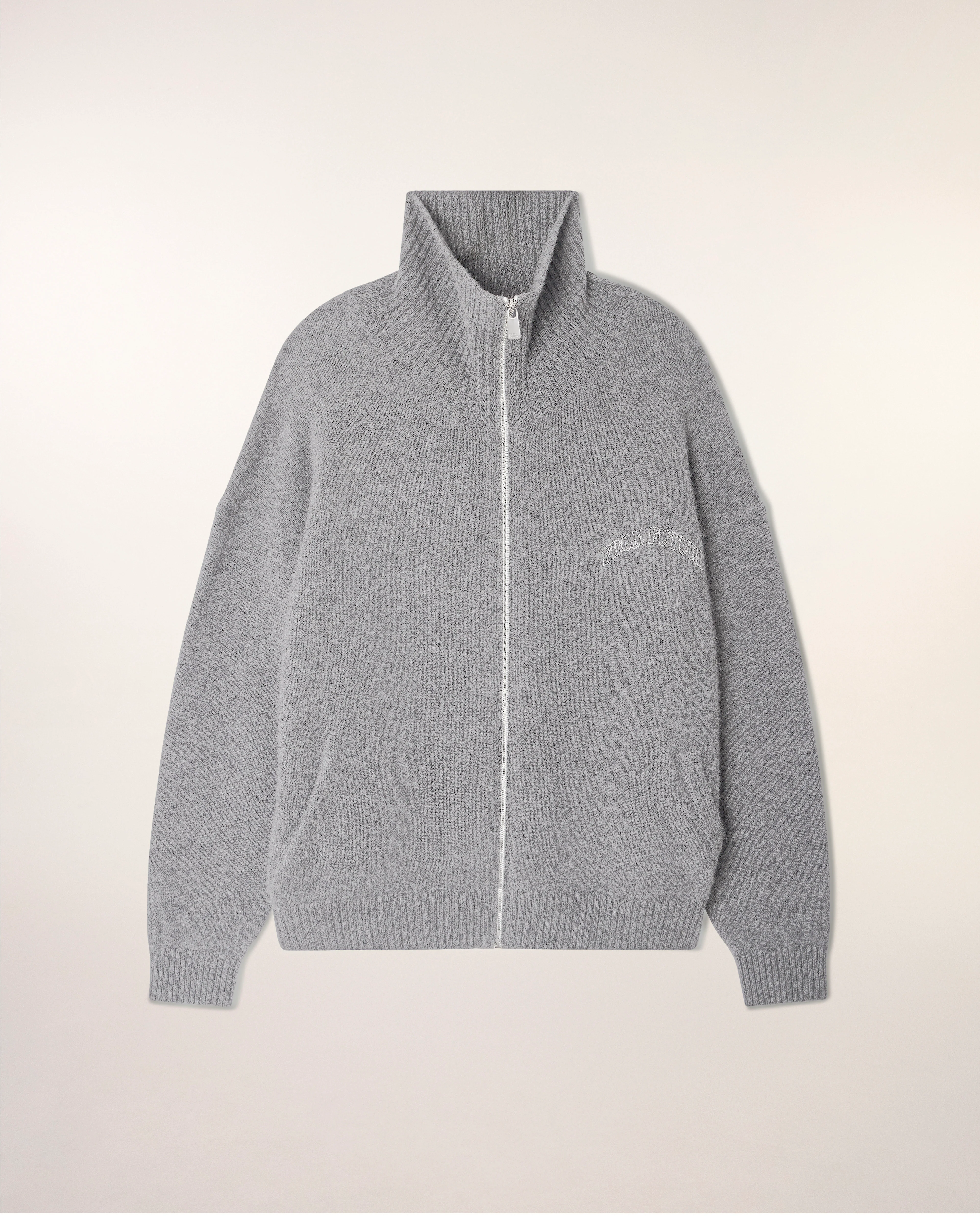 Mock Neck Cardigan "From Future" (S26/ HOMME/ Gris Chiné Foncé) - Image 5