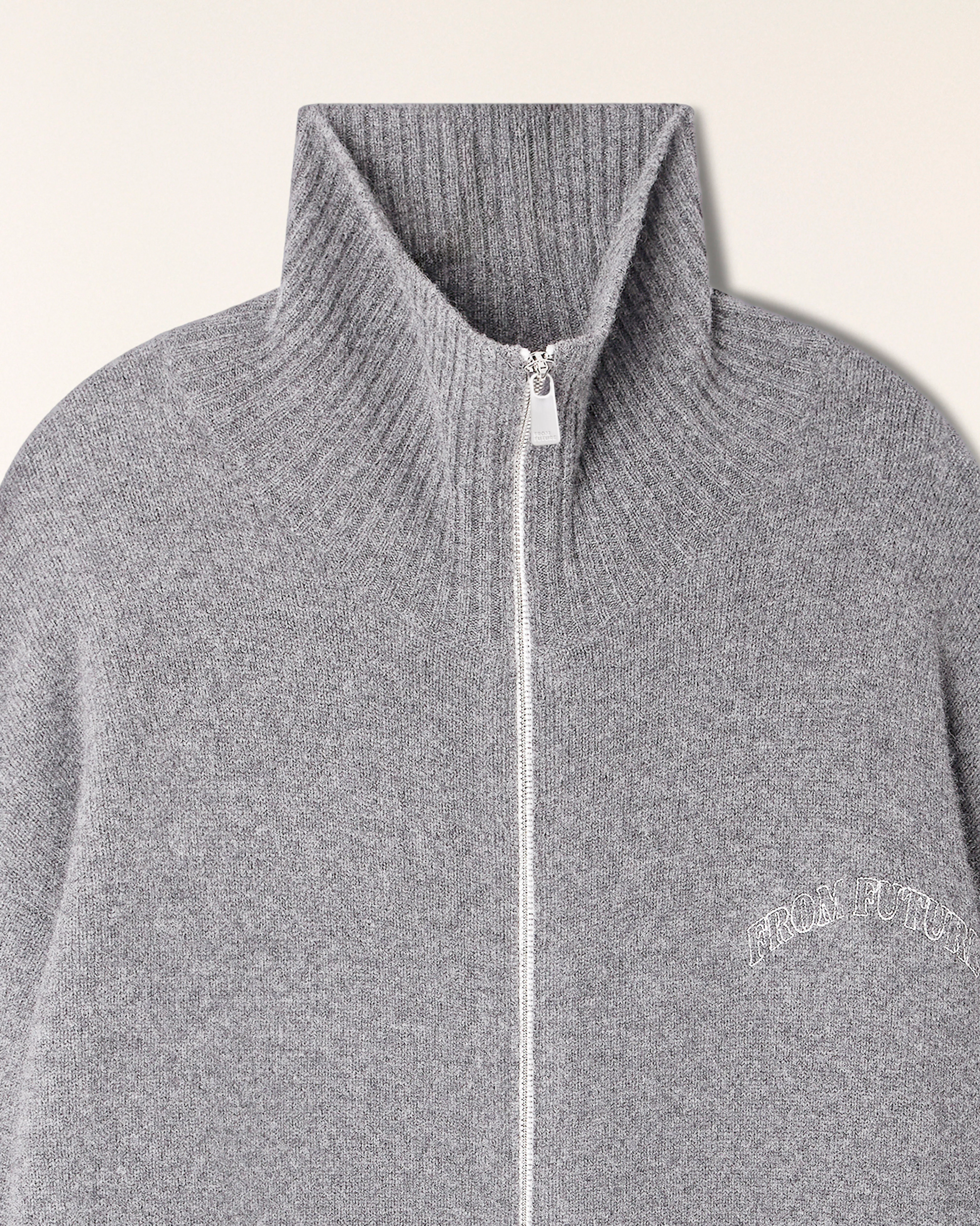 Mock Neck Cardigan "From Future" (S26/ HOMME/ Gris Chiné Foncé) - Image 6