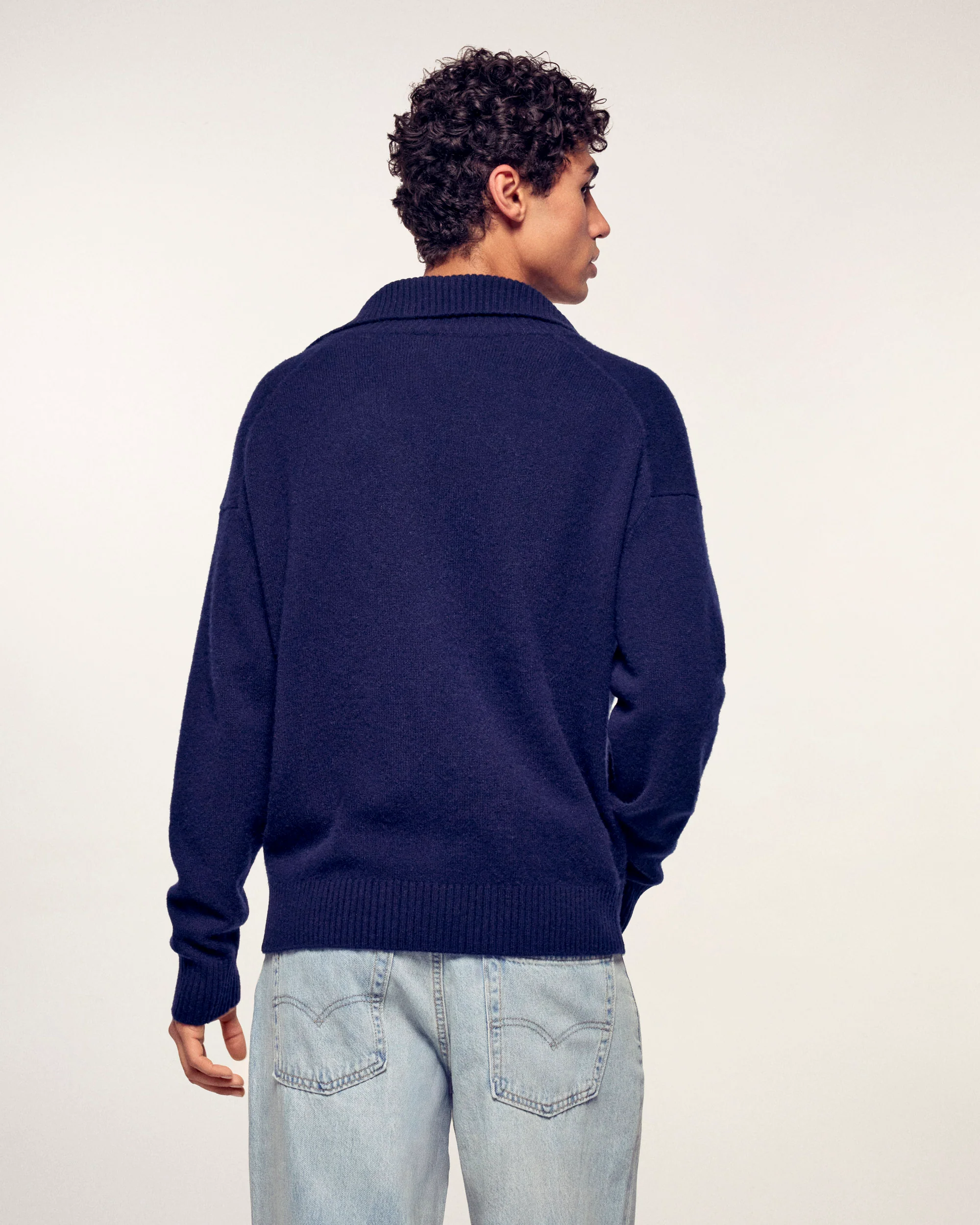 Mock Neck Cardigan "From Future" (S26/ HOMME/ Navy) - Image 3