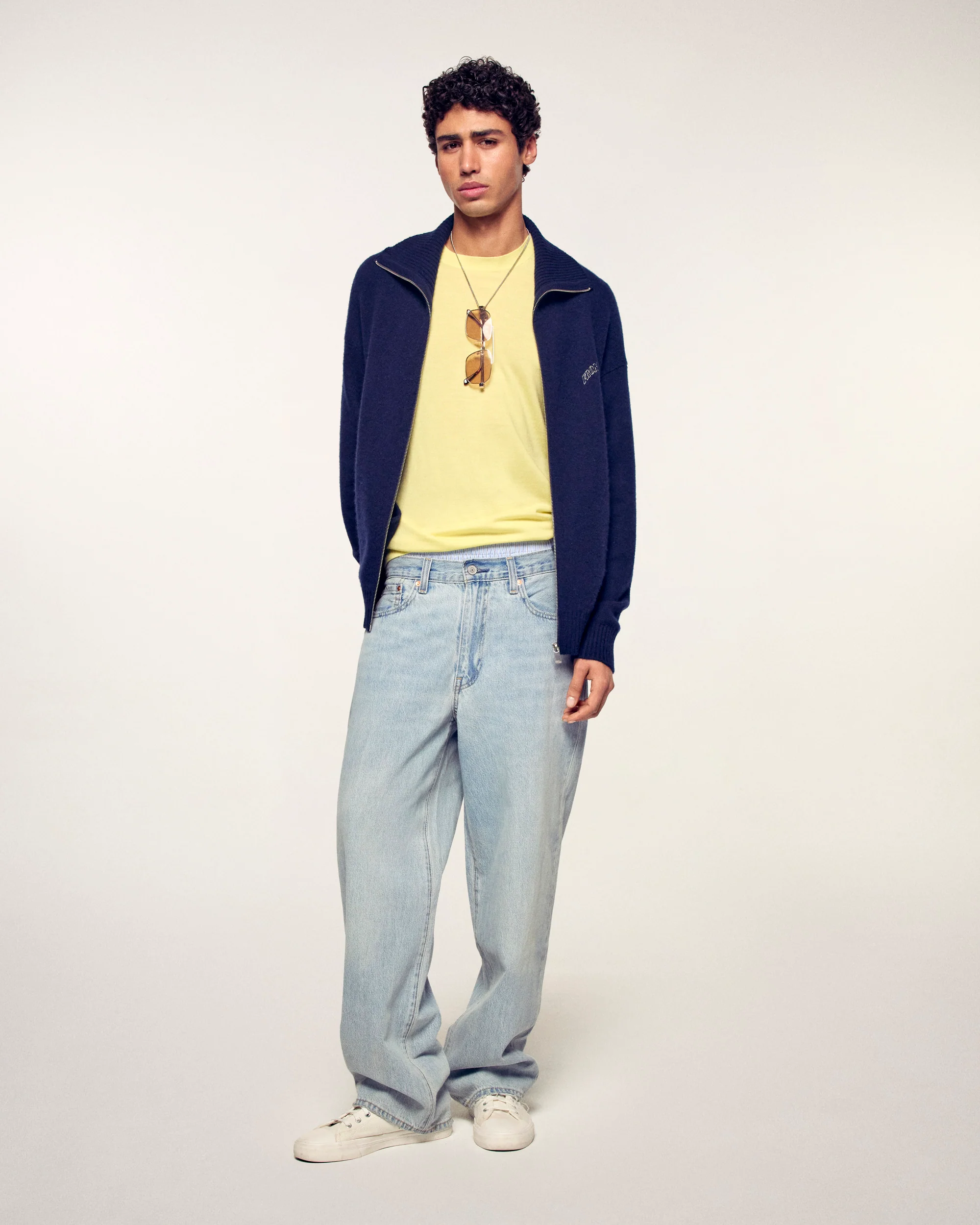 Mock Neck Cardigan "From Future" (S26/ HOMME/ Navy) - Image 5
