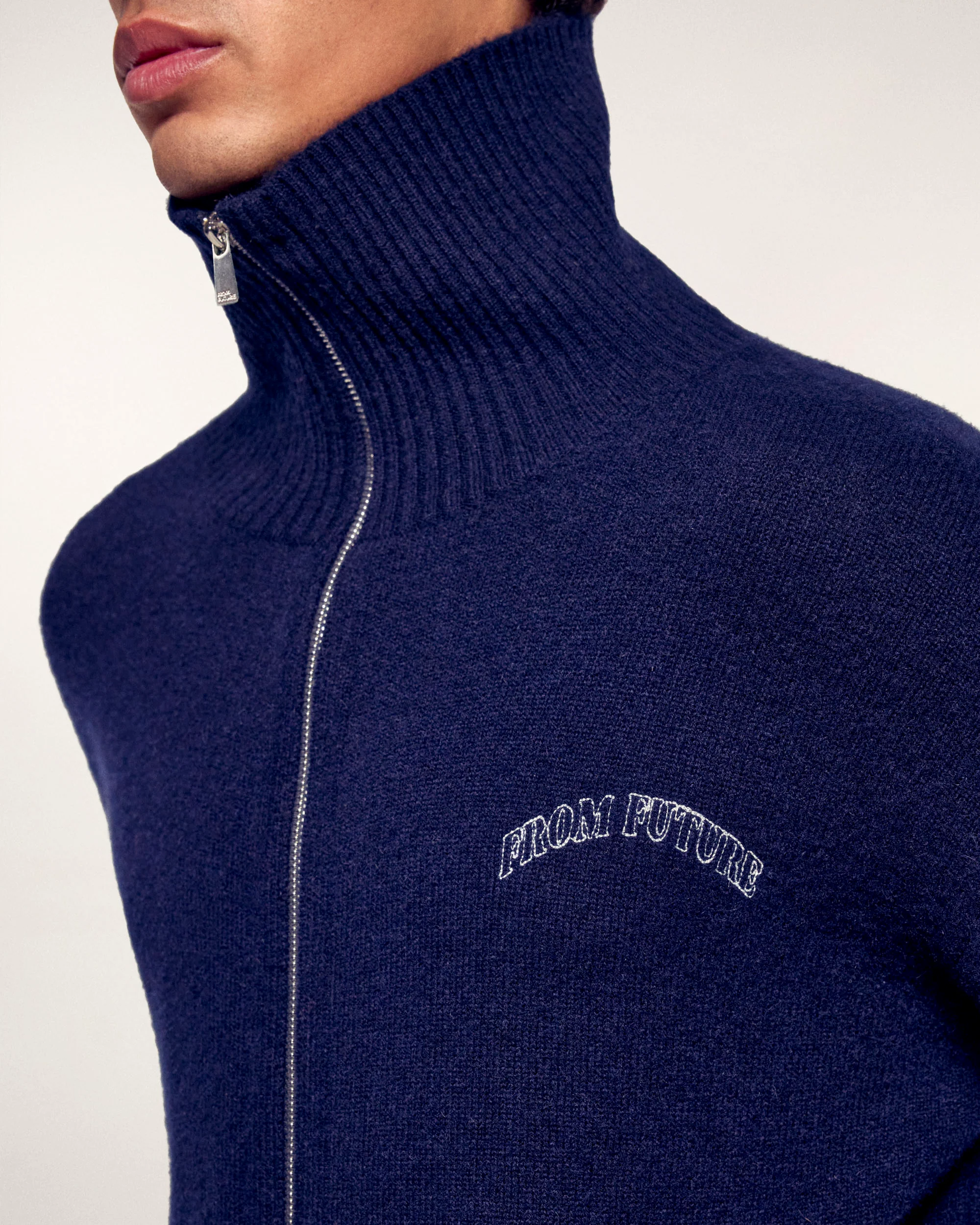 Mock Neck Cardigan "From Future" (S26/ HOMME/ Navy) - Image 6
