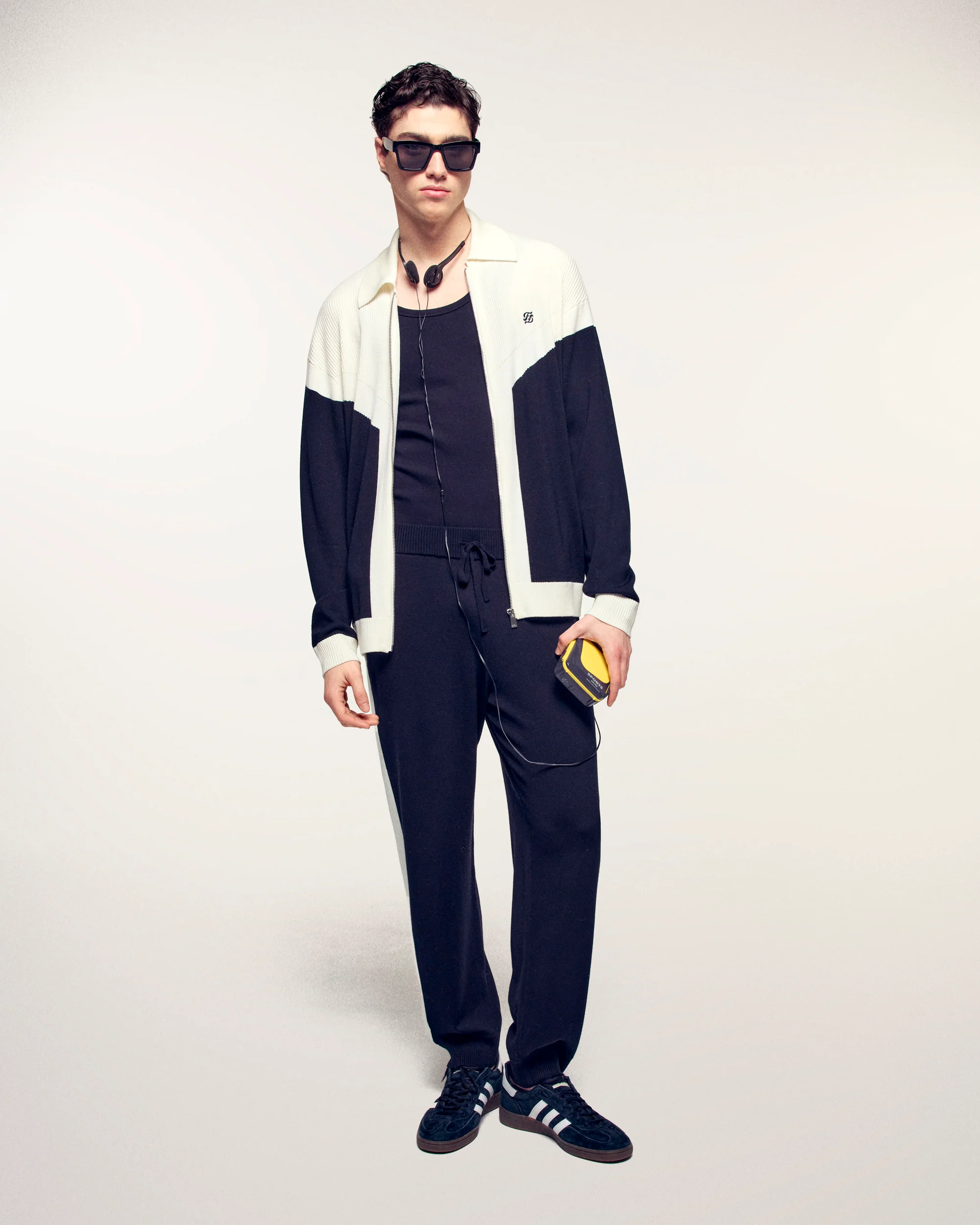 Two-tone Cardigan "FF" Embroidery (S26/ HOMME/ Noir / RWS) - Image 3