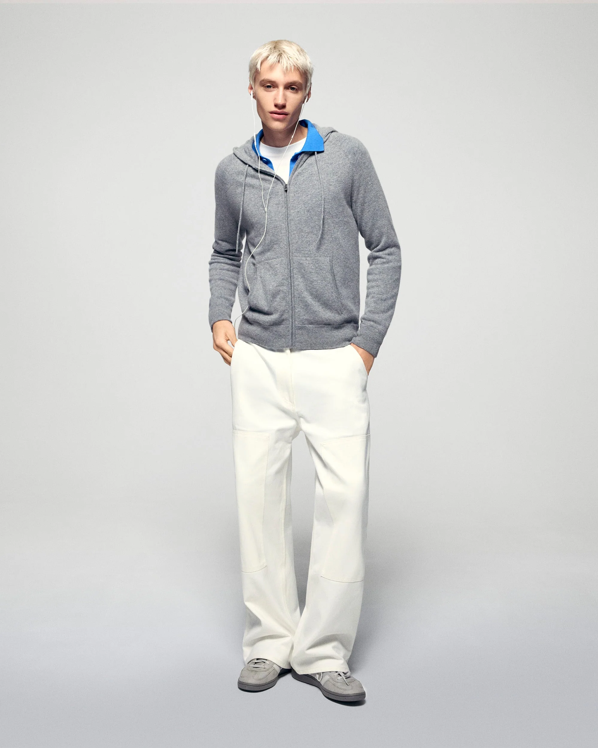 Zipped Closure Hoodie Sweater (H25 / HOMME / Dark Heather Gray)