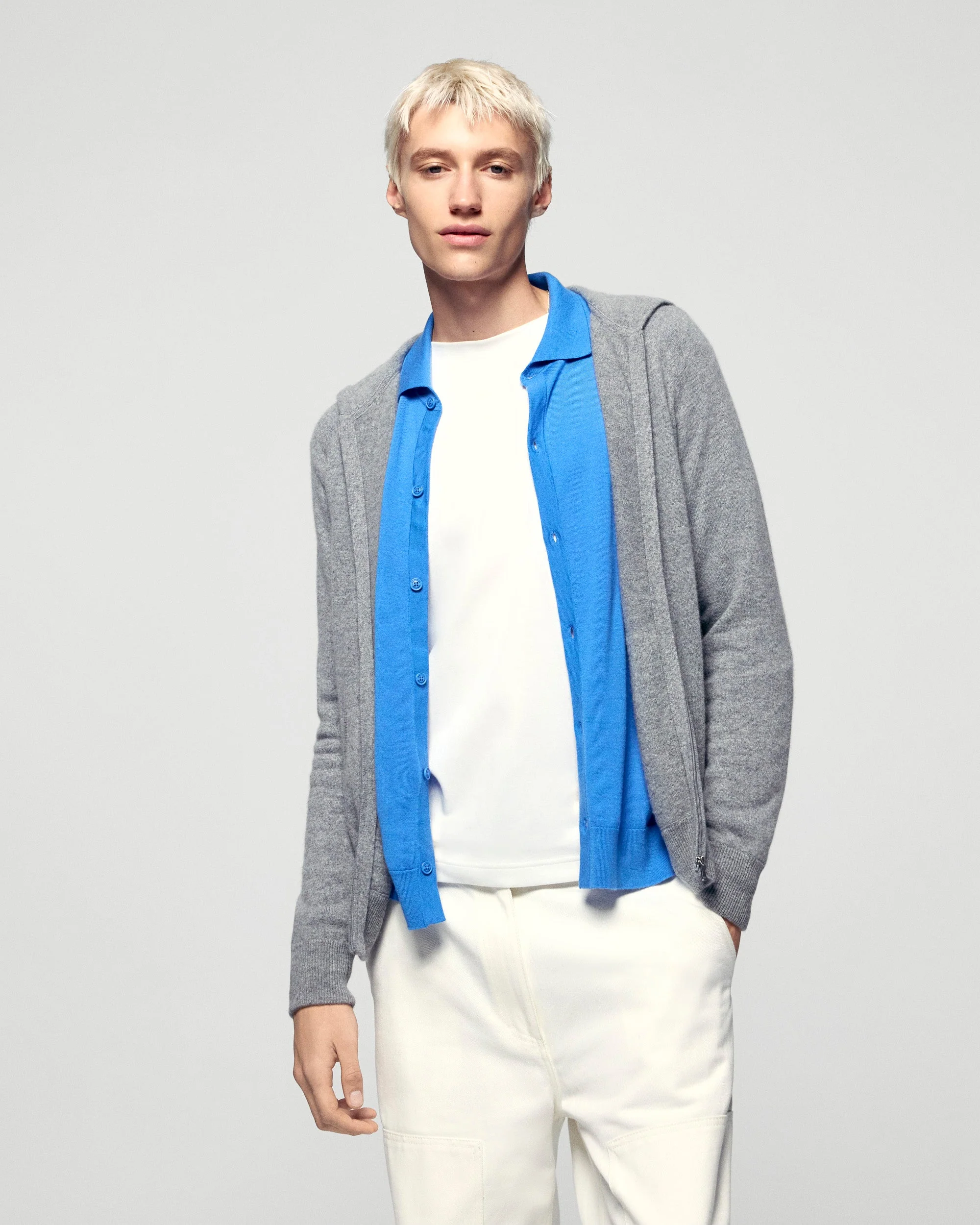 Zipped Closure Hoodie Sweater (H25 / HOMME / Dark Heather Gray) - Image 4