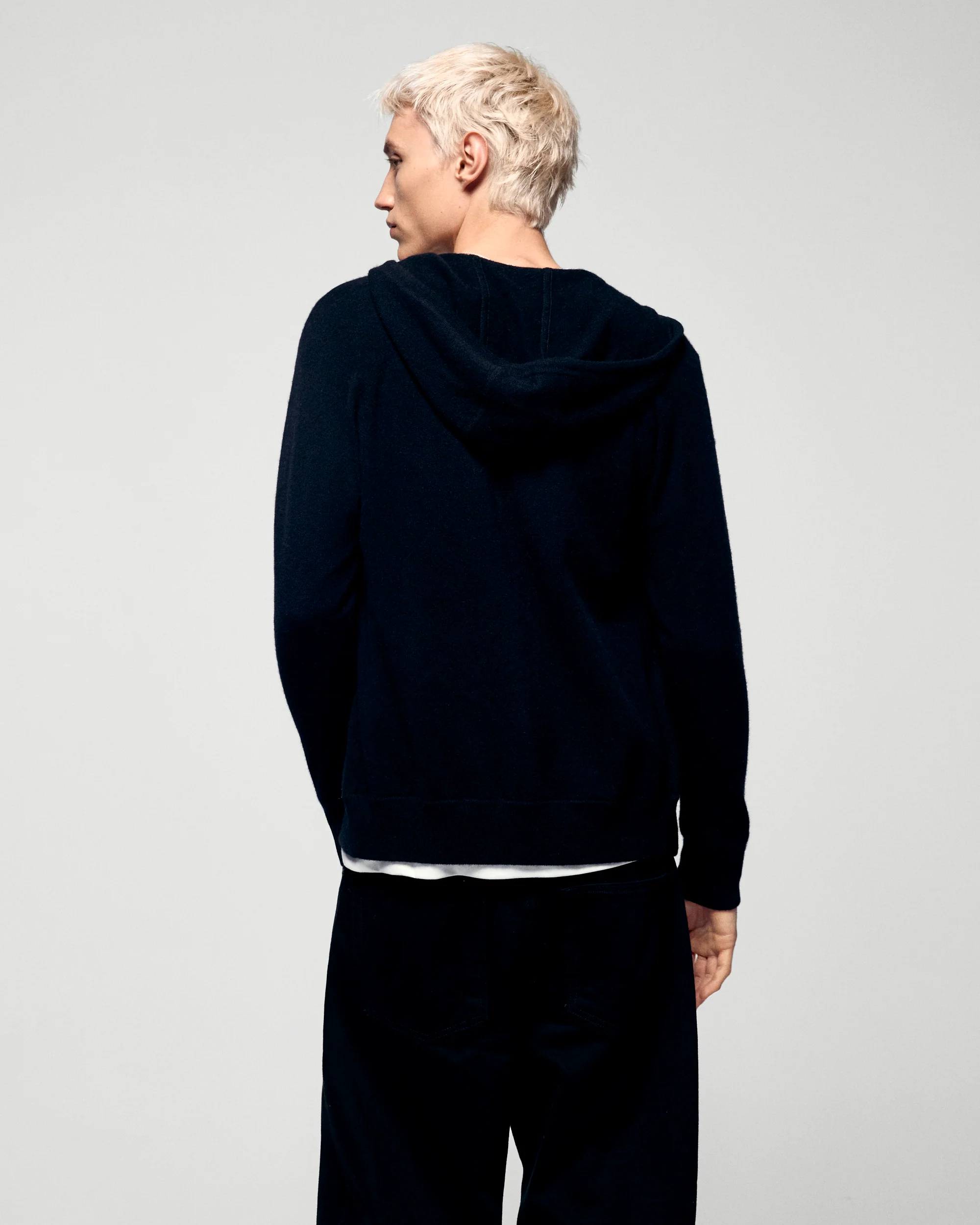Zipped Closure Hoodie Sweater (H25 / HOMME / Black) - Image 3