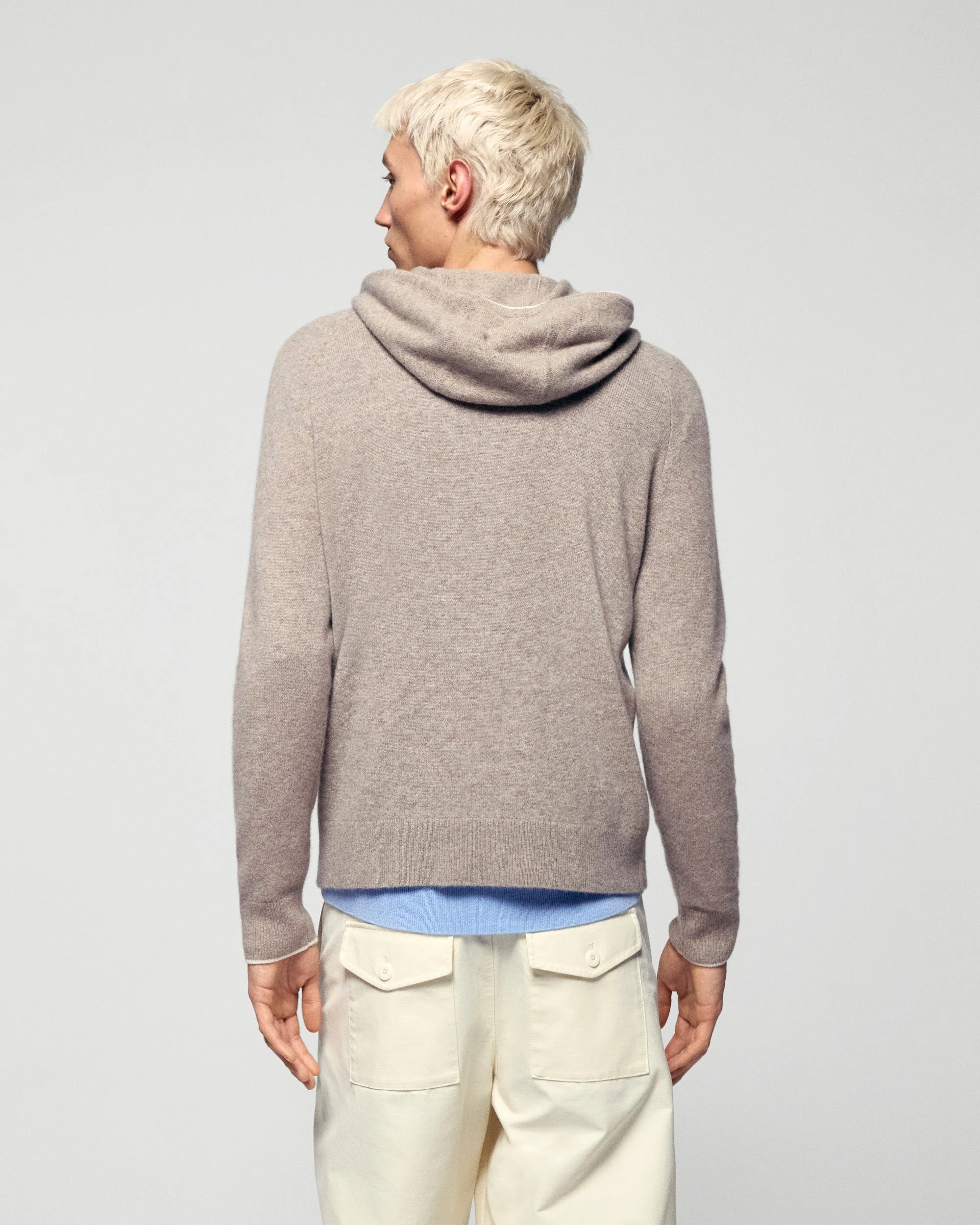 Contrasting Trims Hoodie Sweater (H25 / HOMME / Taupe Chiné) - Image 3