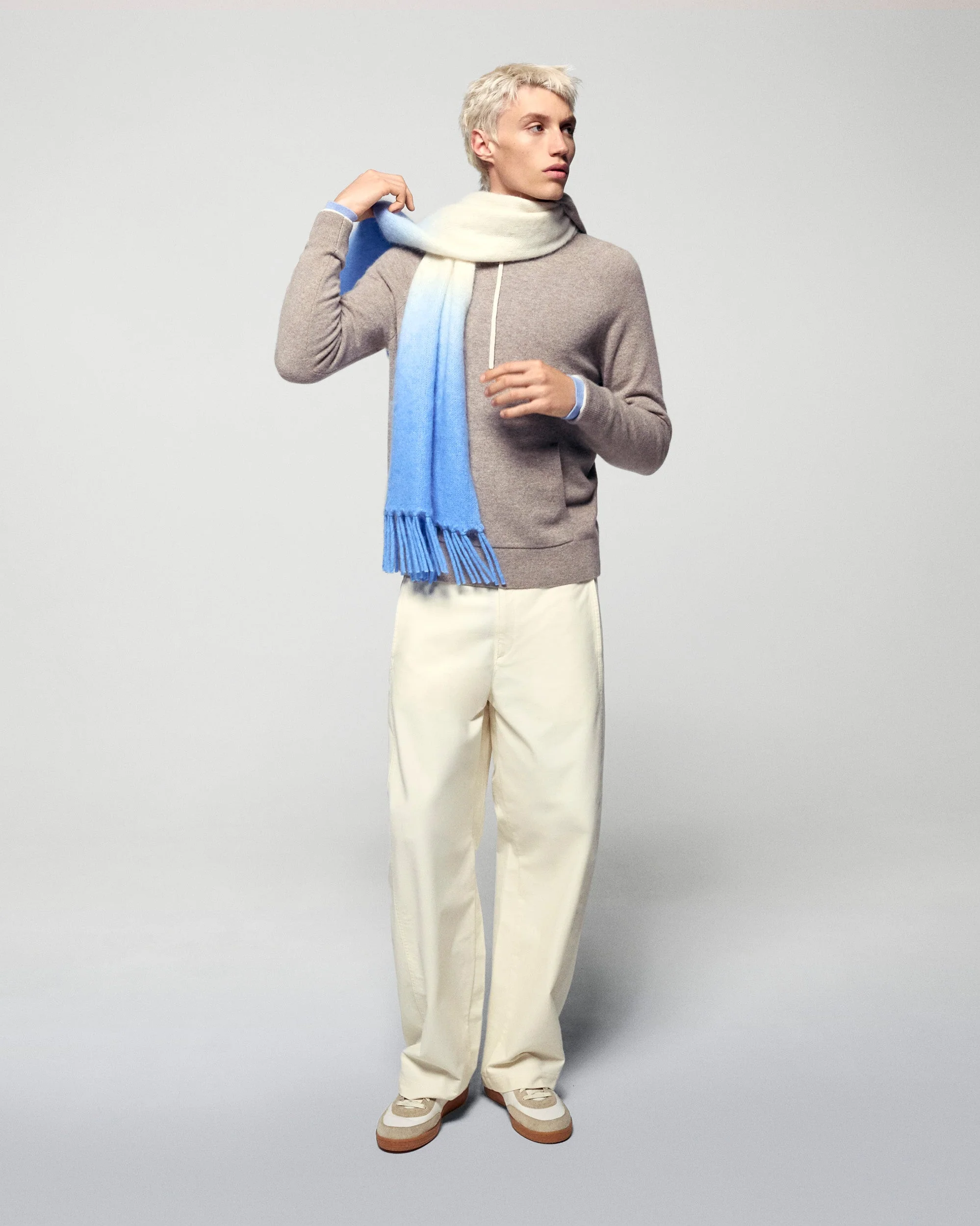 Contrasting Trims Hoodie Sweater (H25 / HOMME / Taupe Chiné) - Image 4