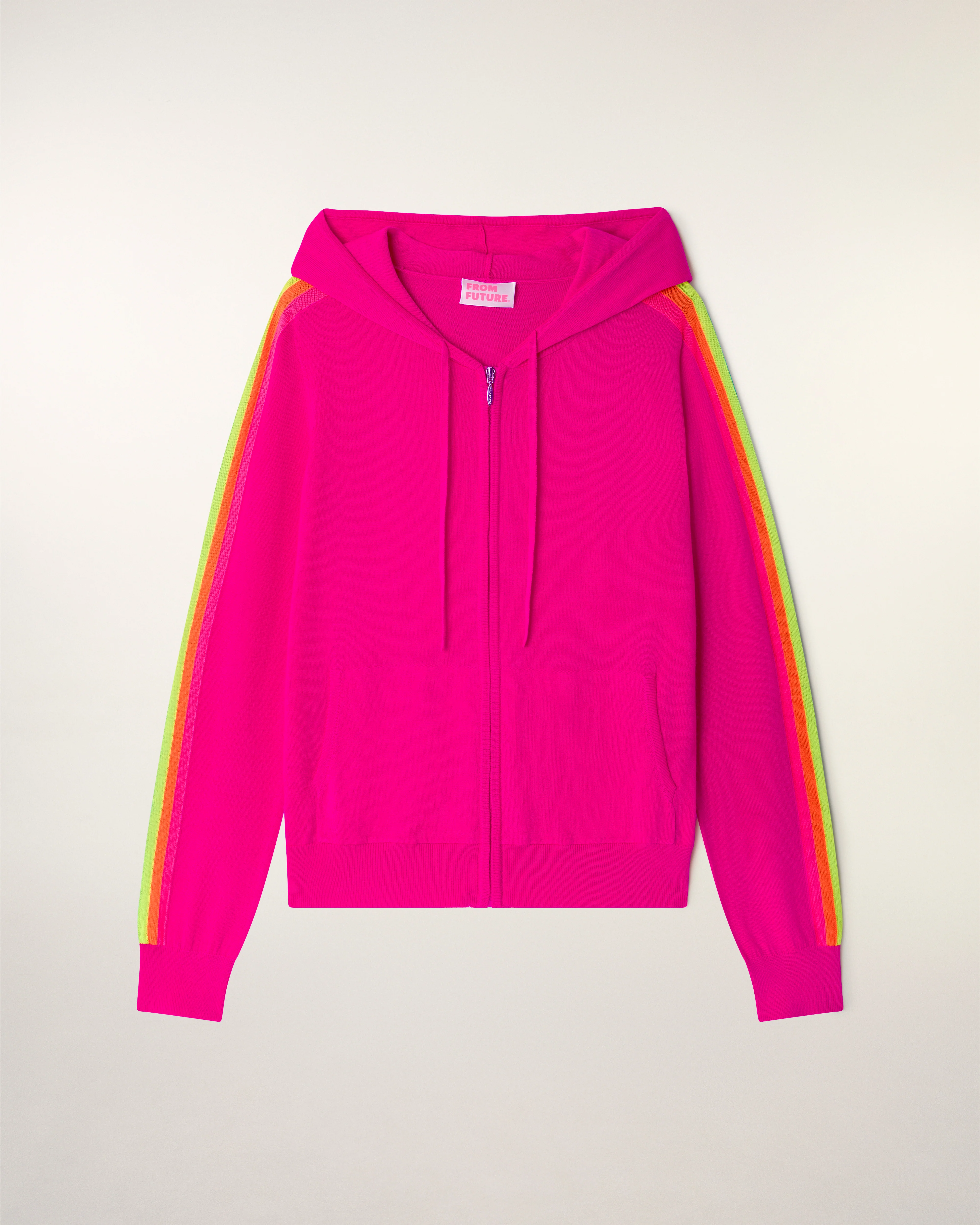 Multicolored Striped Hoodie Sweater (S26 / FEMME / Tropical Raspberry / RWS) - Image 5