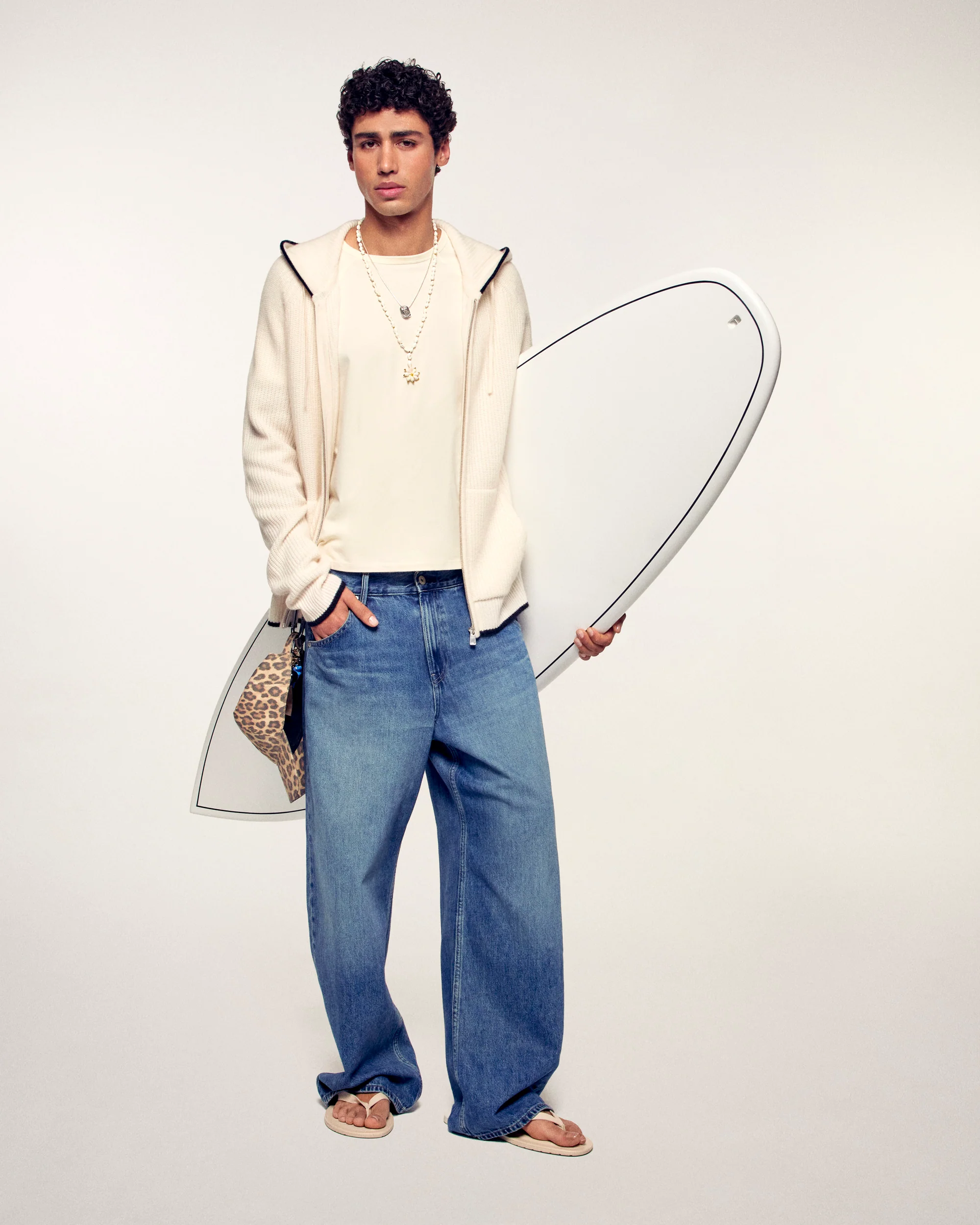 Contrasting Ribbed Hoodie "FF" Embroidery (S26/ HOMME/ Sable) - Image 5